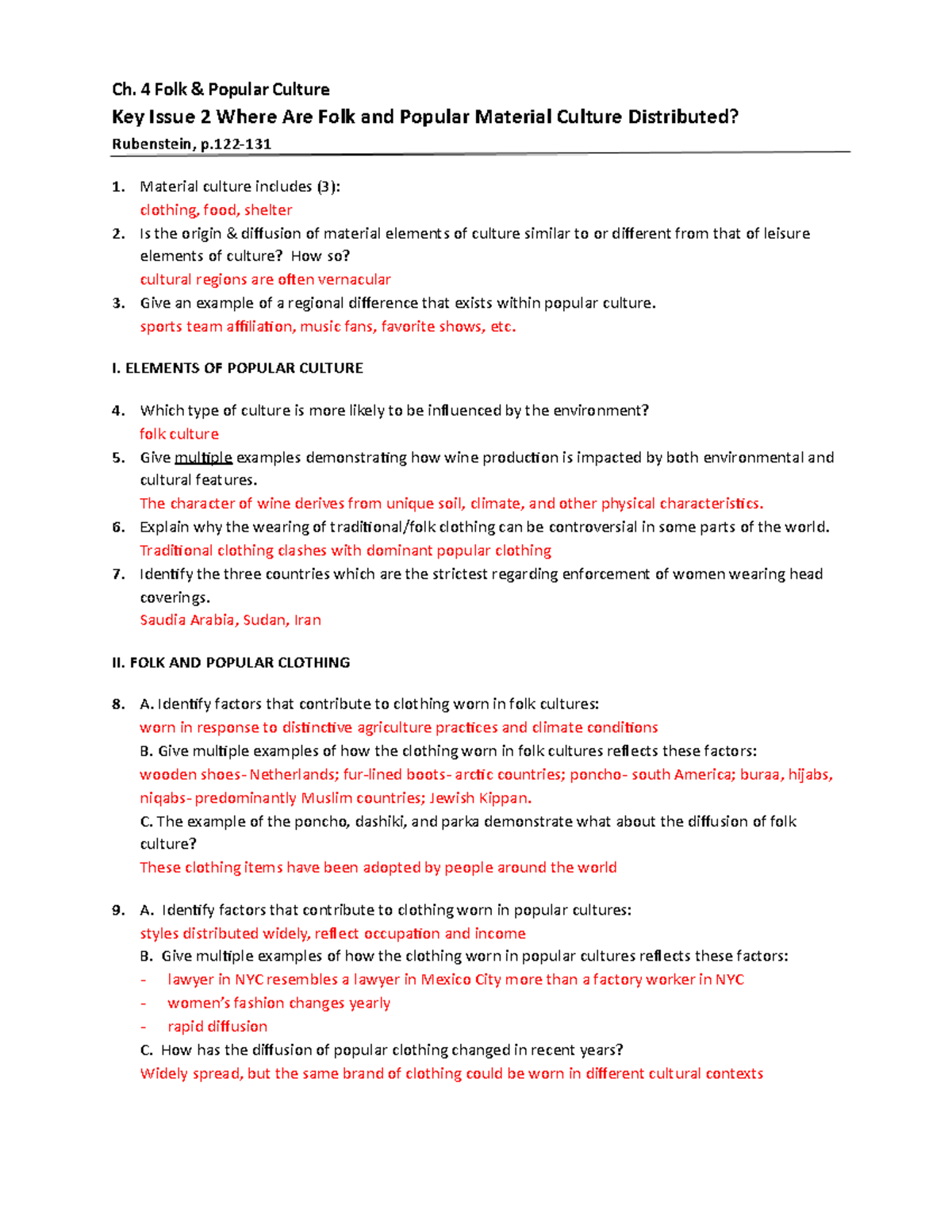 Chapter 4.2 AP Human Geography - Ch. 4 Folk & Popular Culture