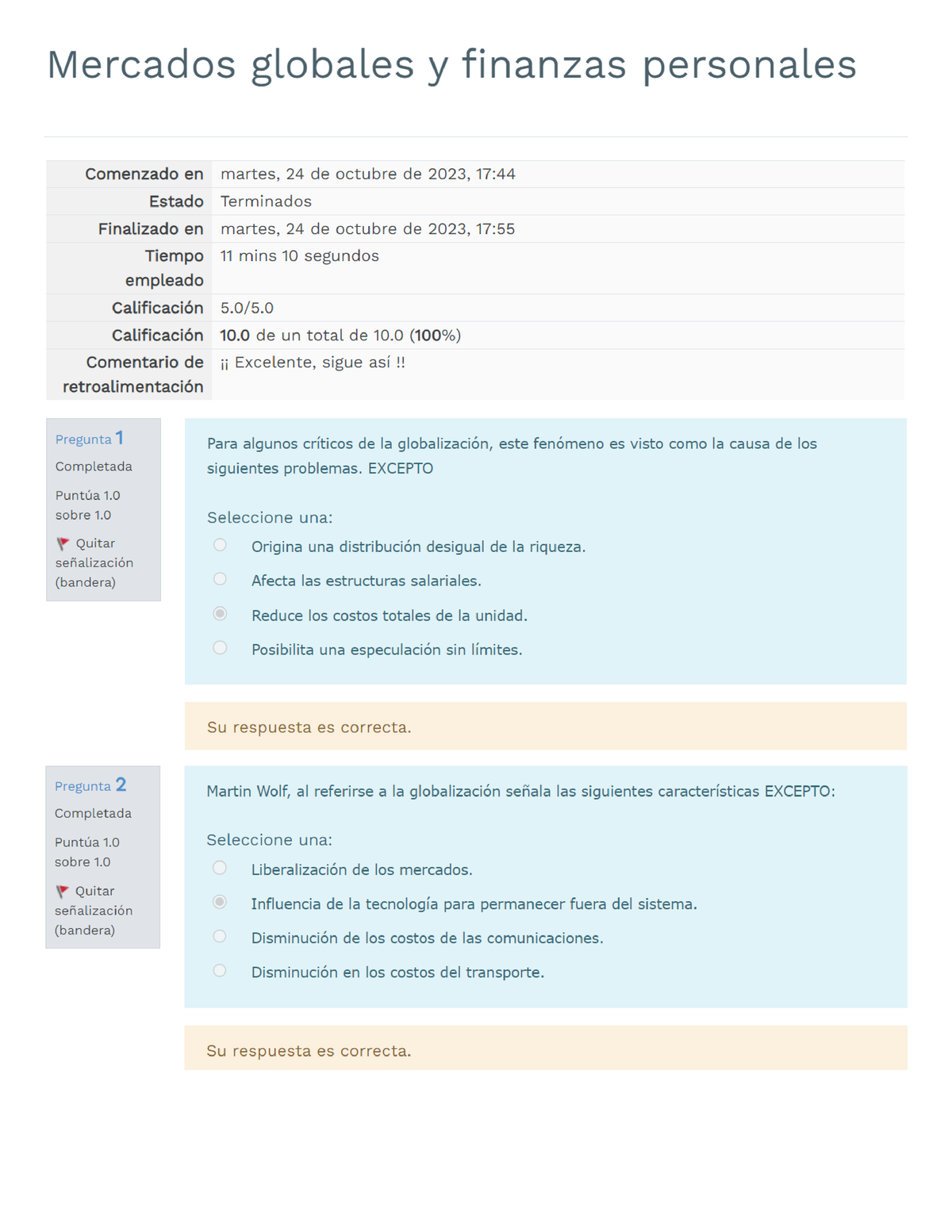 Mercados Globales Y Finanzas Personales - Modalidad De Examenes Semana ...