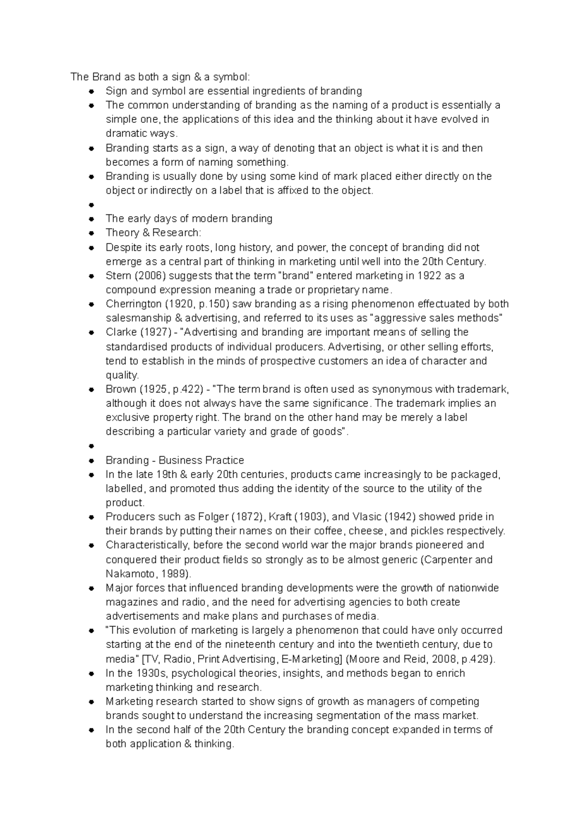History of Branding - Lecture notes 1 - The Brand as both a sign & a ...