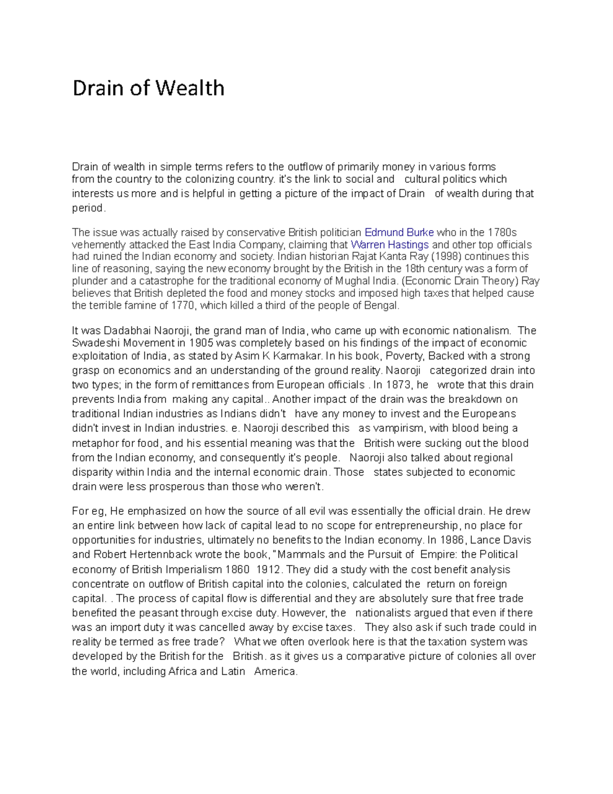 Drain of wealth economic crisis in india Drain of Wealth Drain of