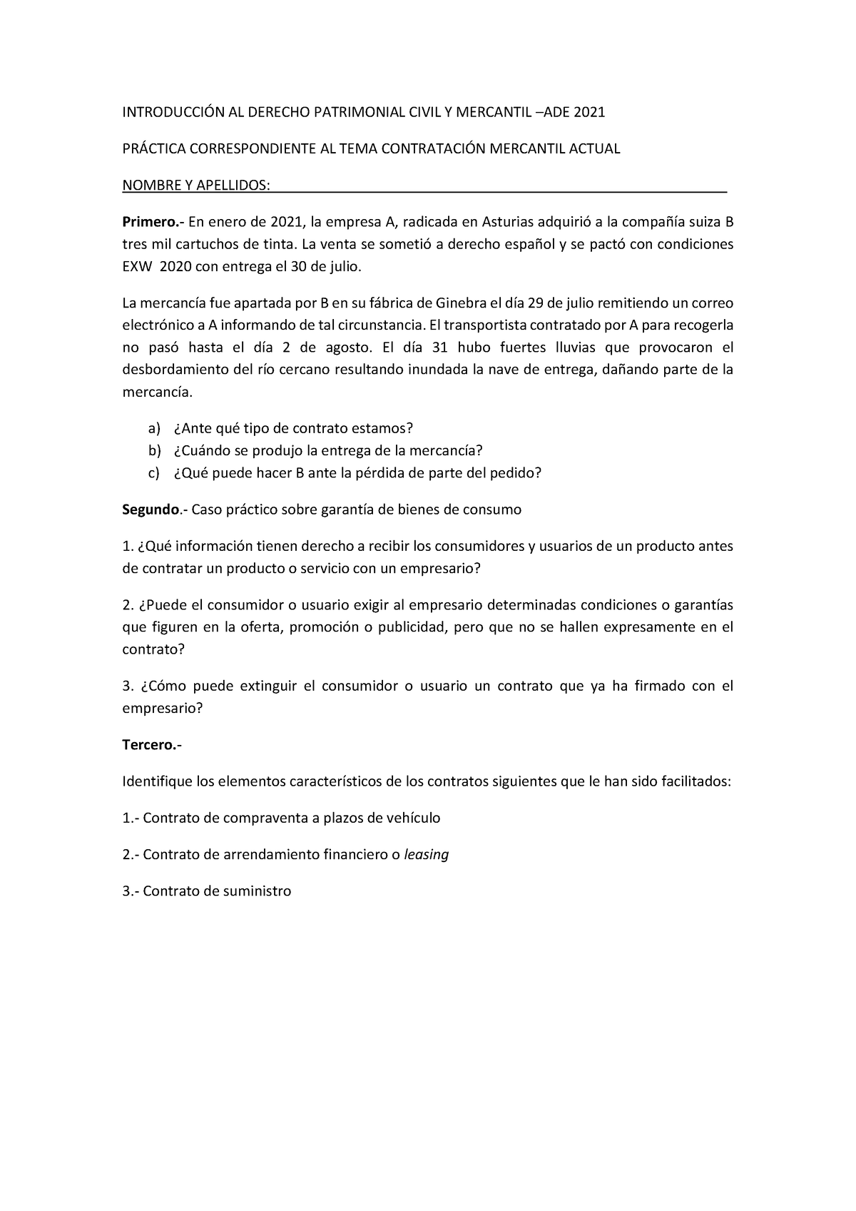 Práctica Tema 10. Contratación Mercantil Actual 2021 (1) - INTRODUCCIÓN ...