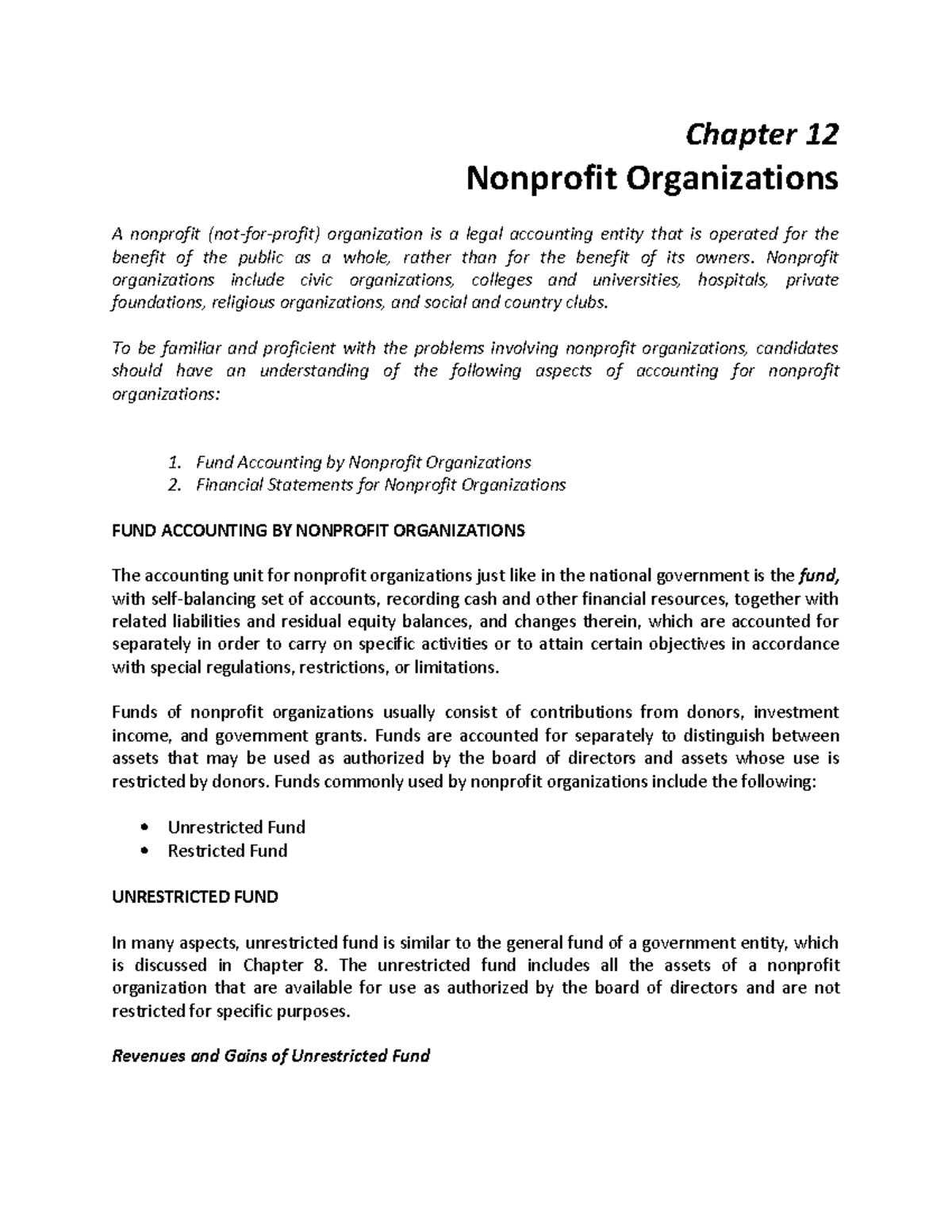 Chap 12 Guerrero Non Profit Organizations Chapter 12 Nonprofit 