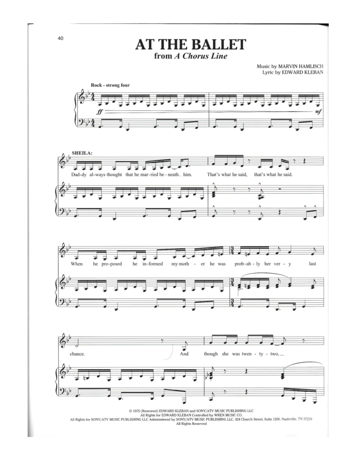 At the Ballet Chorus Line Sheet Music MUH 2000 Studocu