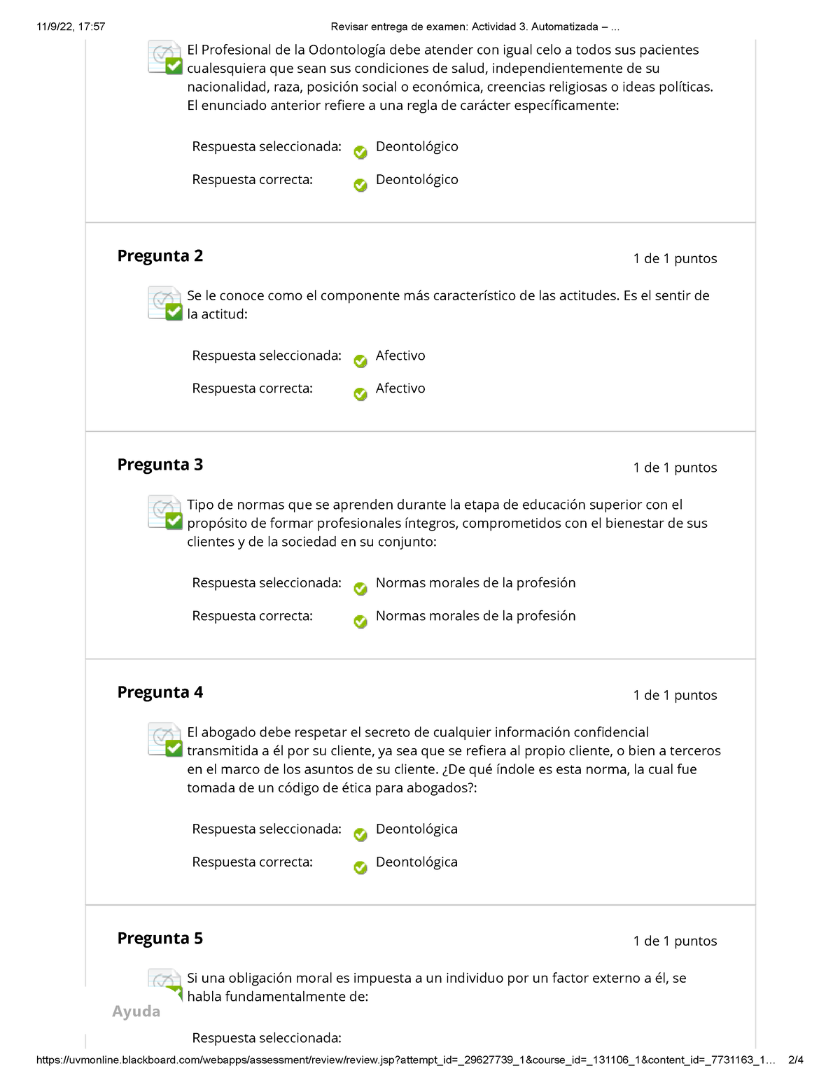 Actividad 3. Automatizada - 11/9/22, 17:57 Revisar Entrega De Examen ...