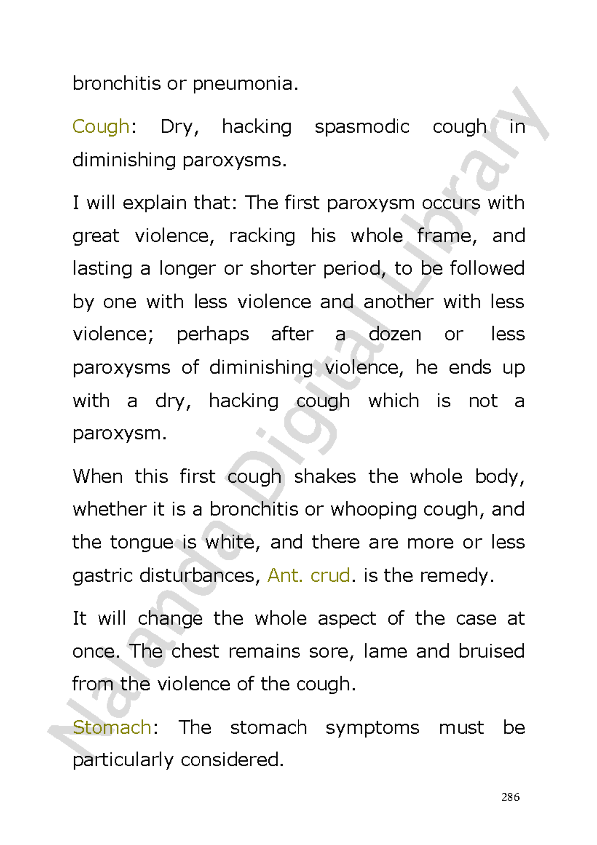 Homeopathic (19) bronchitis or pneumonia. Cough Dry, hacking