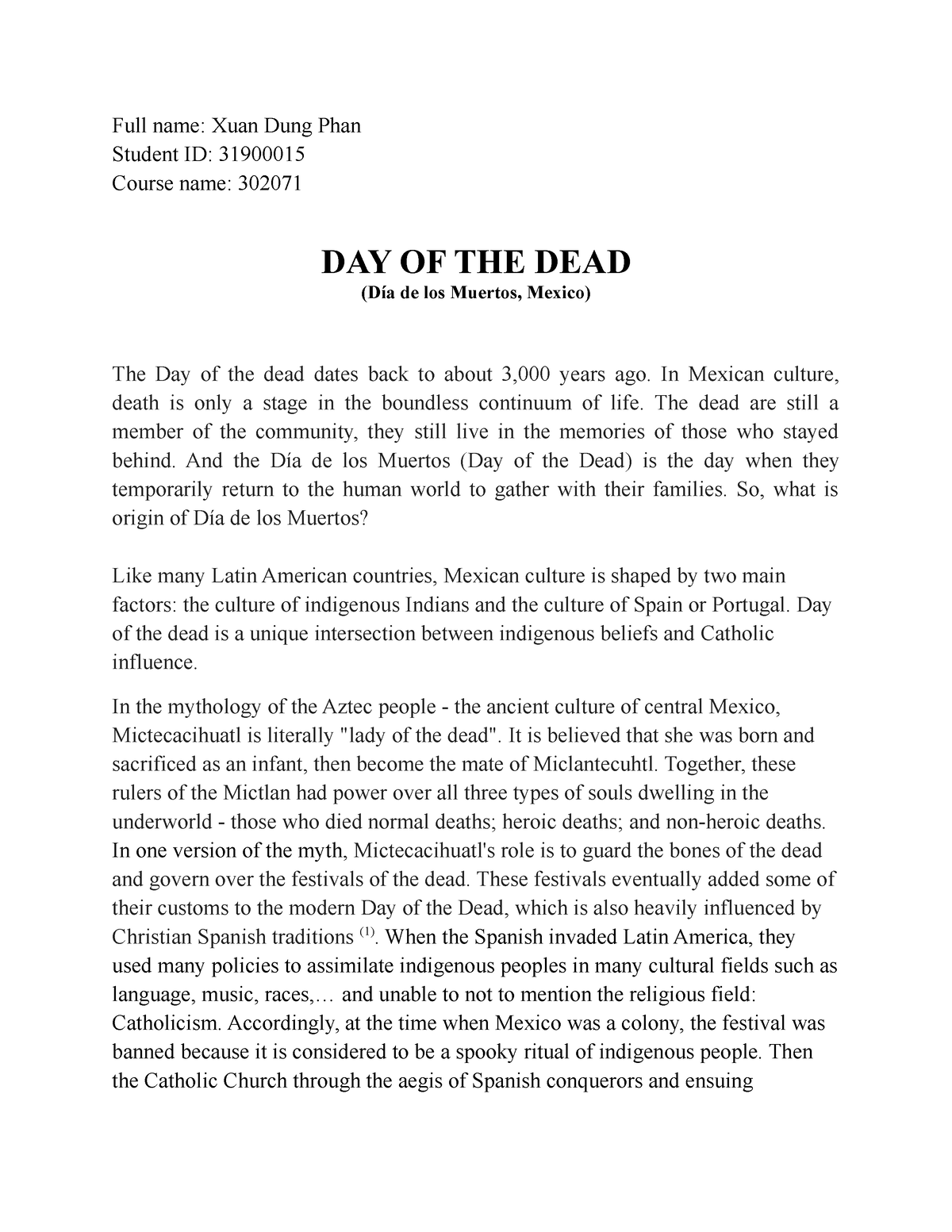 essay day of the dead