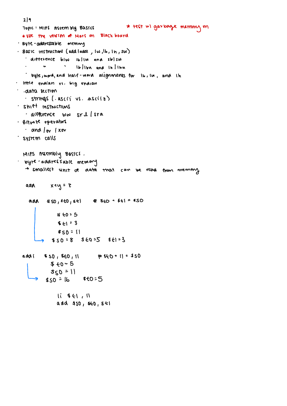 MIPS Assembly Basics - Lecture Notes For MIPS - 2/ Topic : MIPS ...