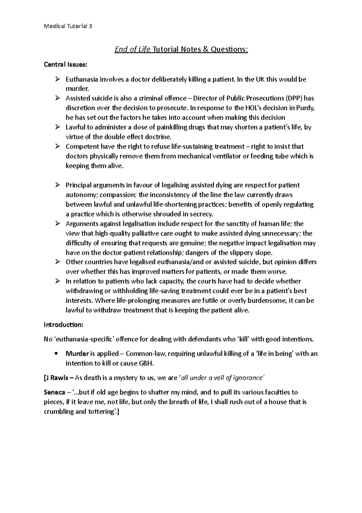 End of Life Tutorial 3 Notes & Questions - End of Life Tutorial Notes ...