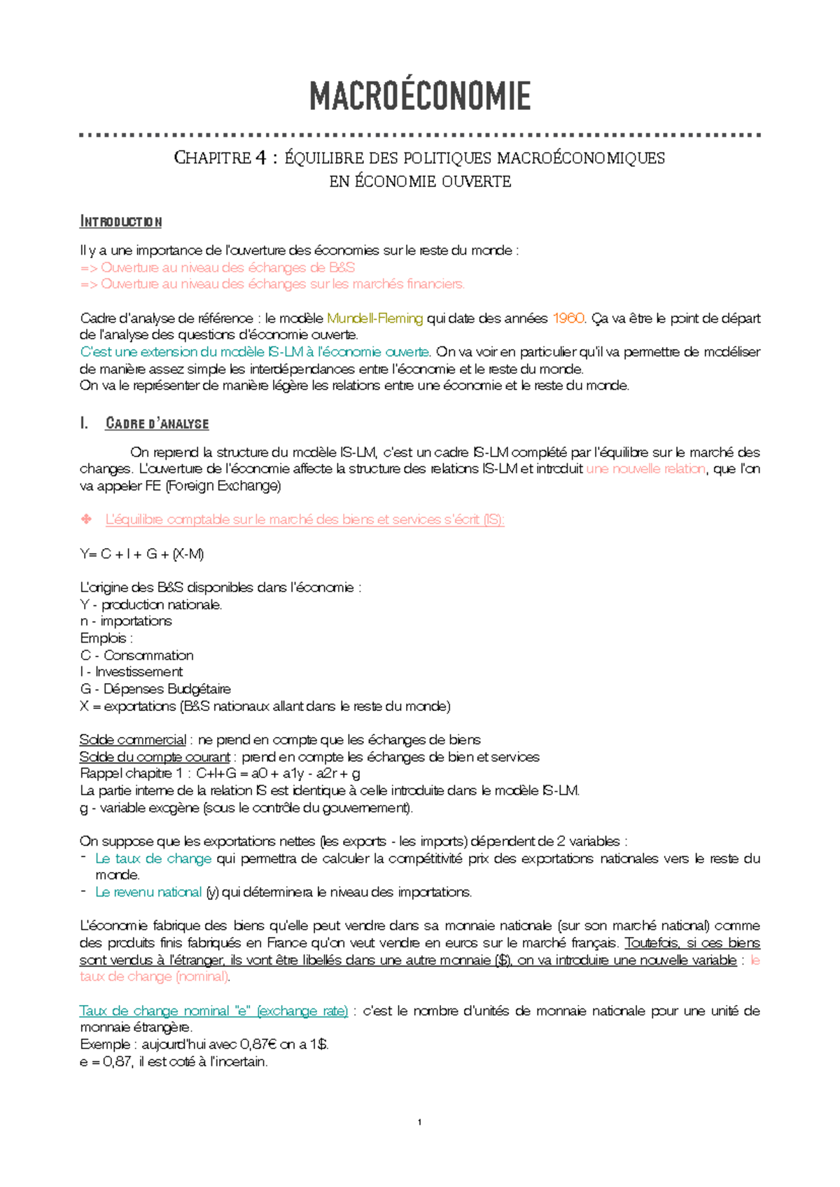 Macroéconomie-4 - Chapitre 4 - Macroéconomie - Cours de L3 S1 ...