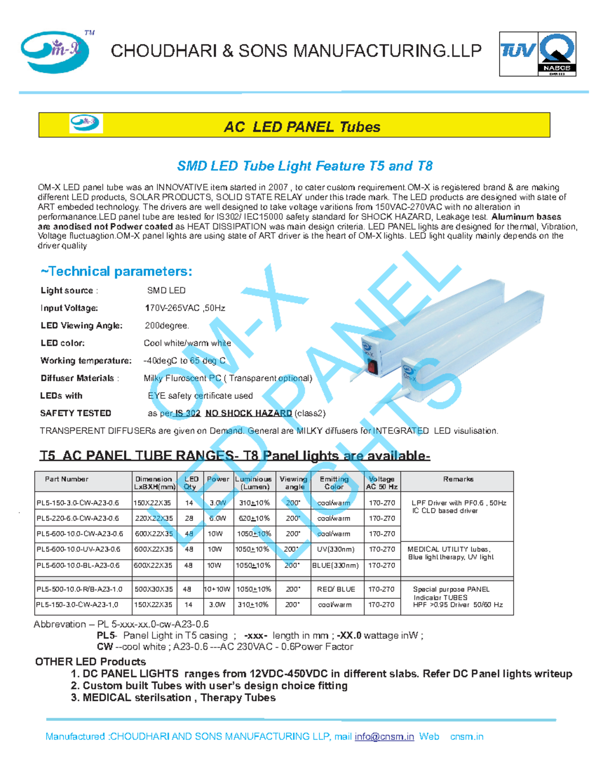 OM-X AC Panel Lights - fghfhfdhgfh - AC LED PANEL Tubes SMD LED Tube ...