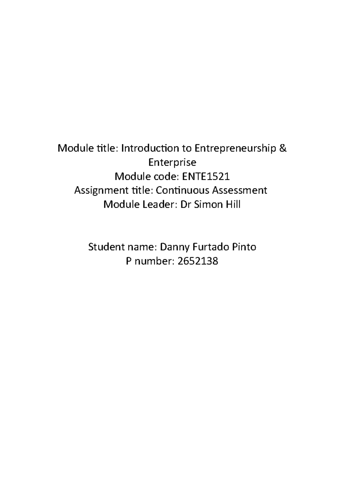 Task 1 awsome Module title Introduction to Entrepreneurship