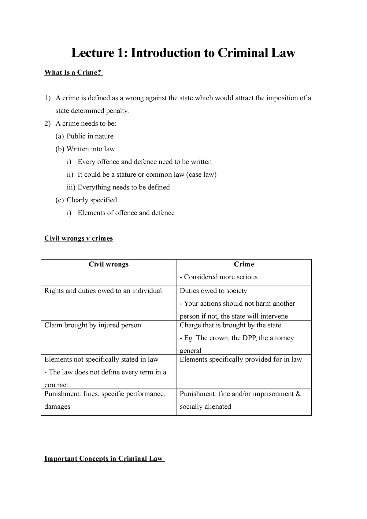 Criminal Law Finals Notes - Lecture 1: Introduction To Criminal Law ...