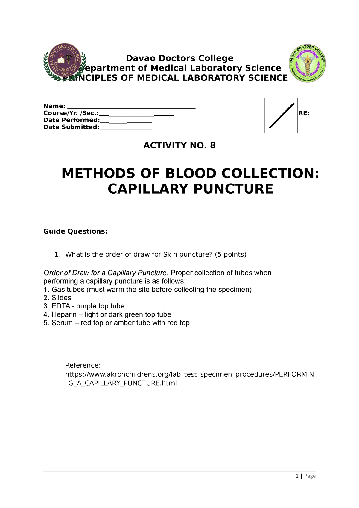 Finals-PMLS-2- Laboratory- Manual - Davao Doctors College Department Of ...