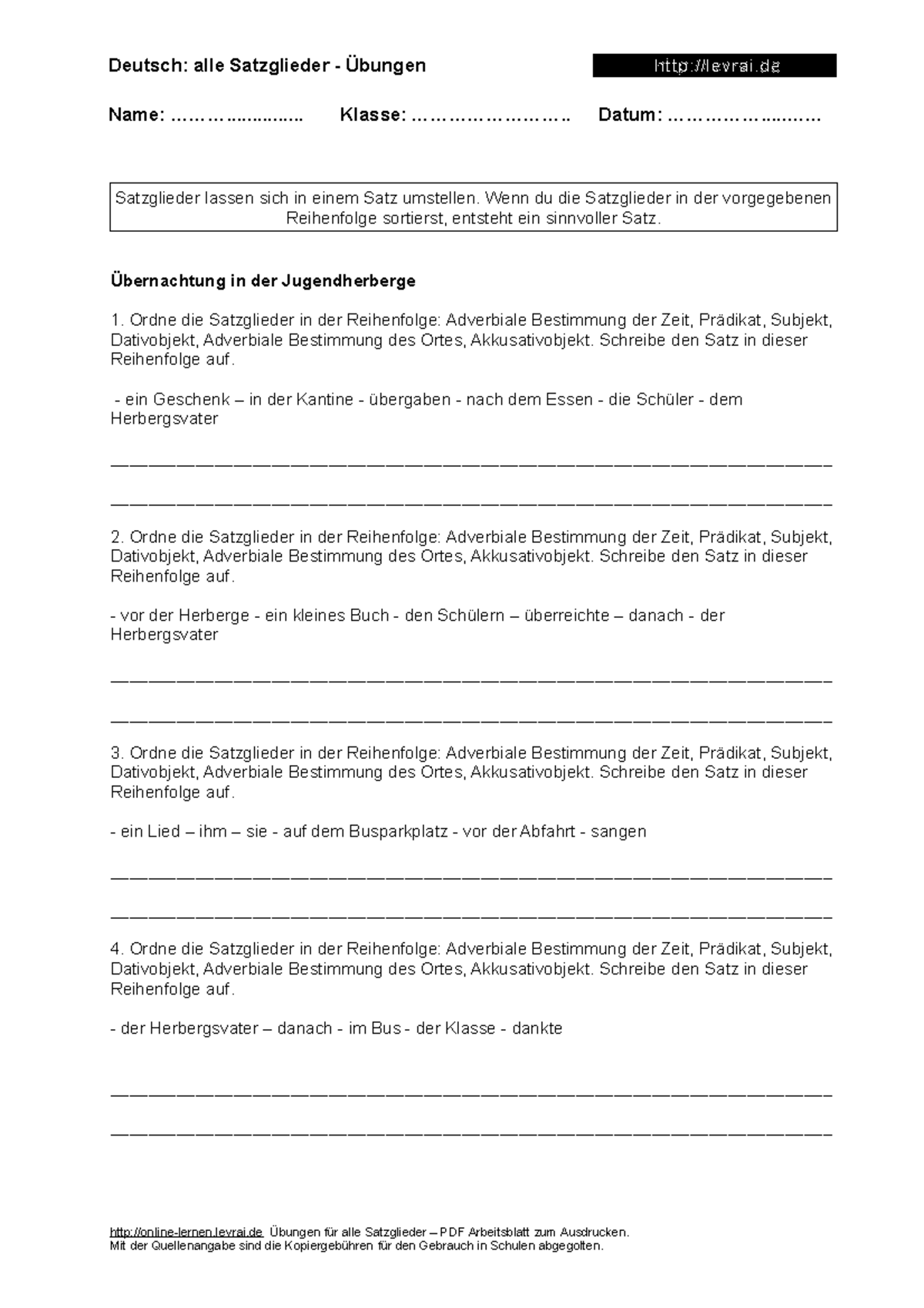 Satzreihe Und Satzgefüge übungen Pdf Arbeitsblaetter alle satzglieder - Deutsch: alle Satzglieder - Übungen