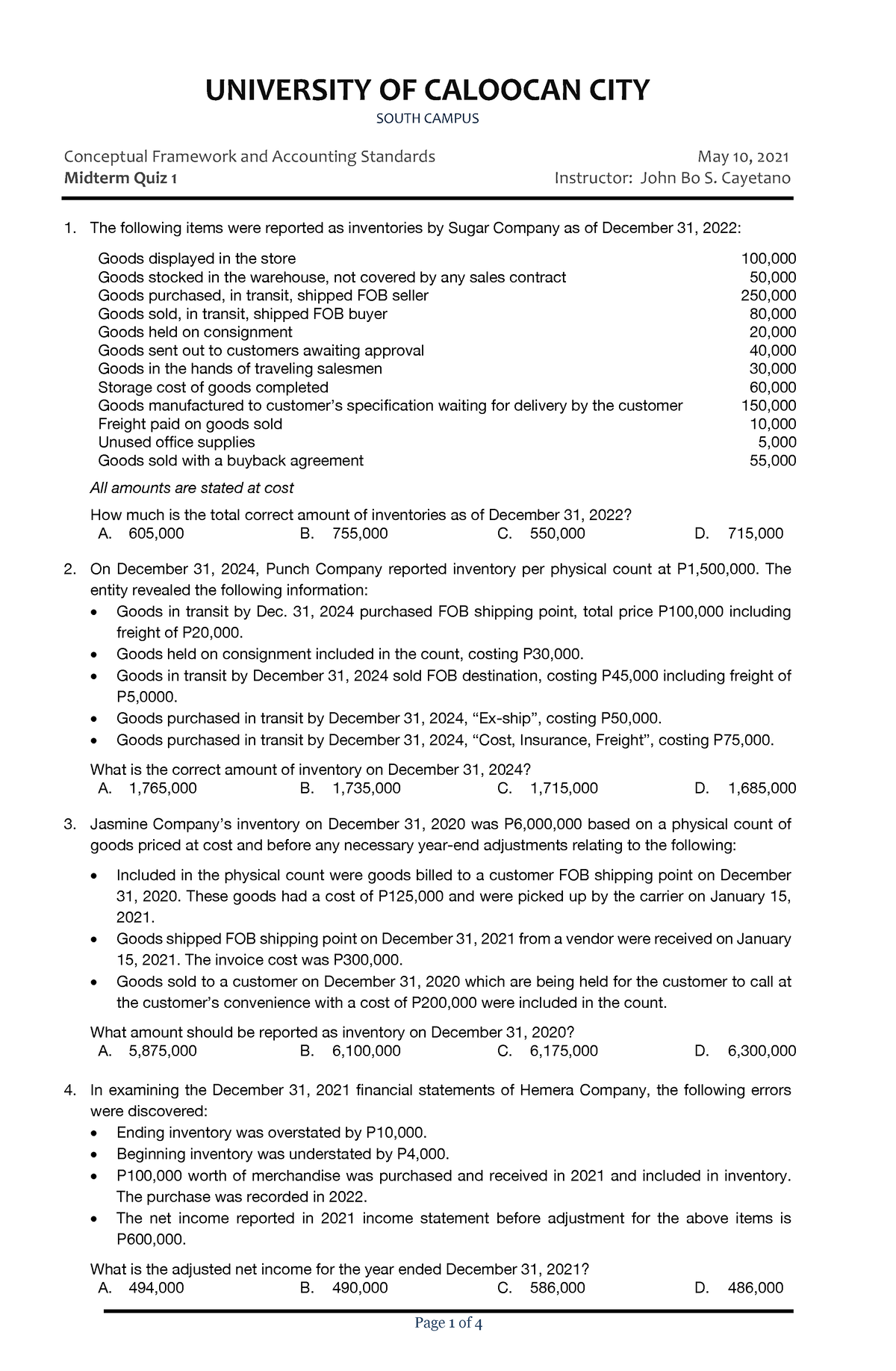 CFAS Finals QUIZ 01 UCC - Notes - UNIVERSITY OF CALOOCAN CITY SOUTH ...