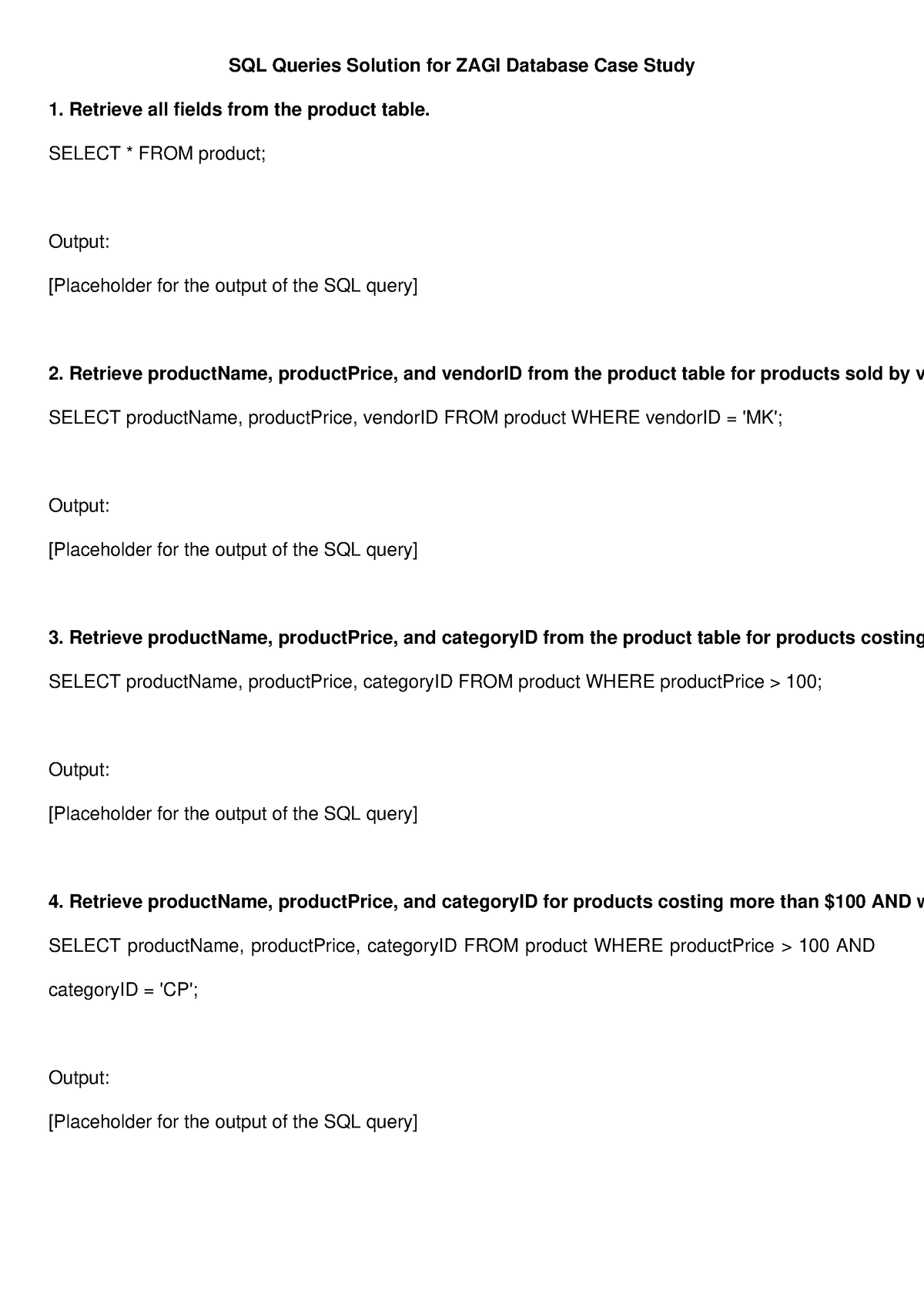 case study sql queries