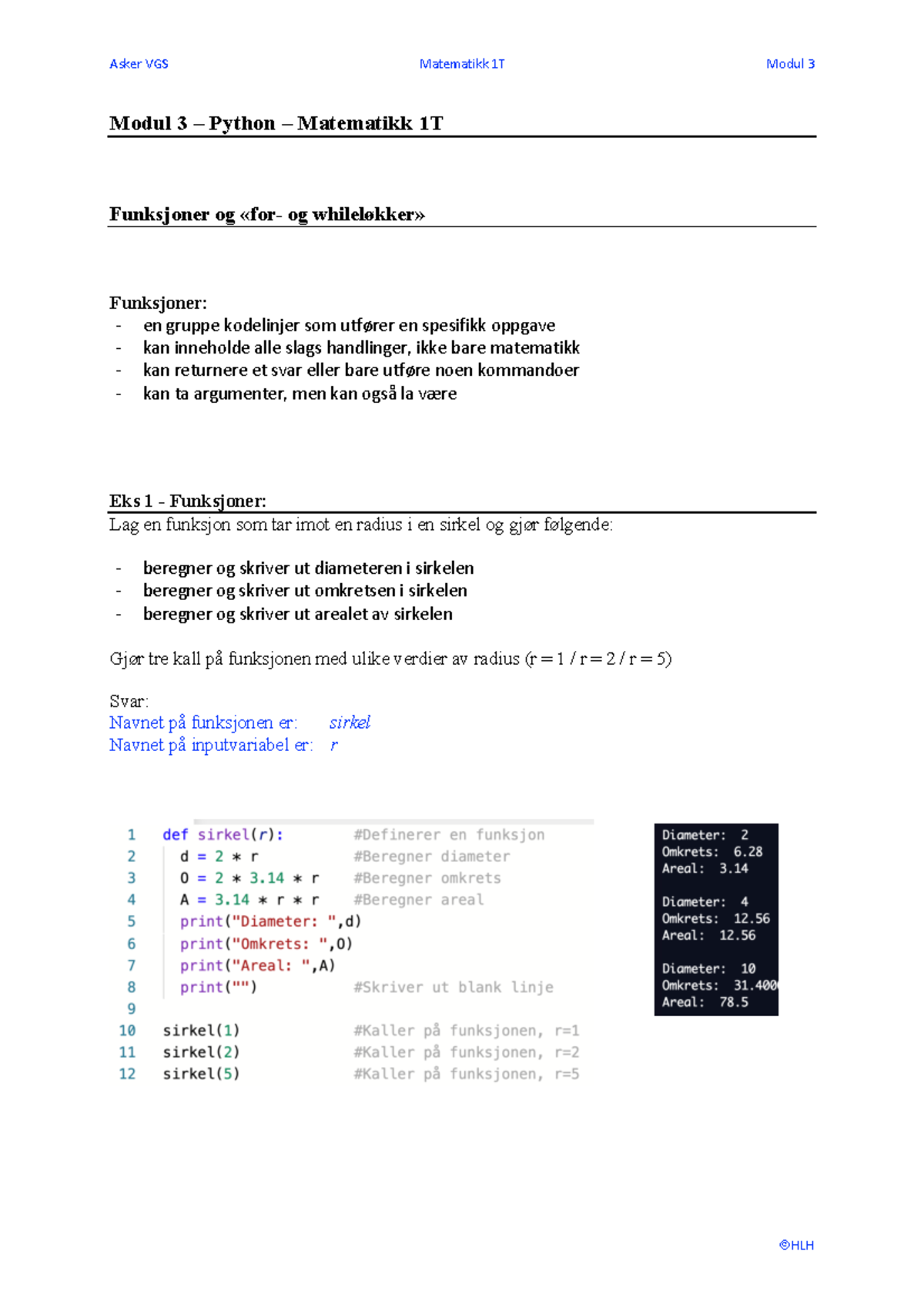 M3 Modul 3 Python 1T teori og oppg - Modul 3 3 Python 3 Matematikk 1T ...