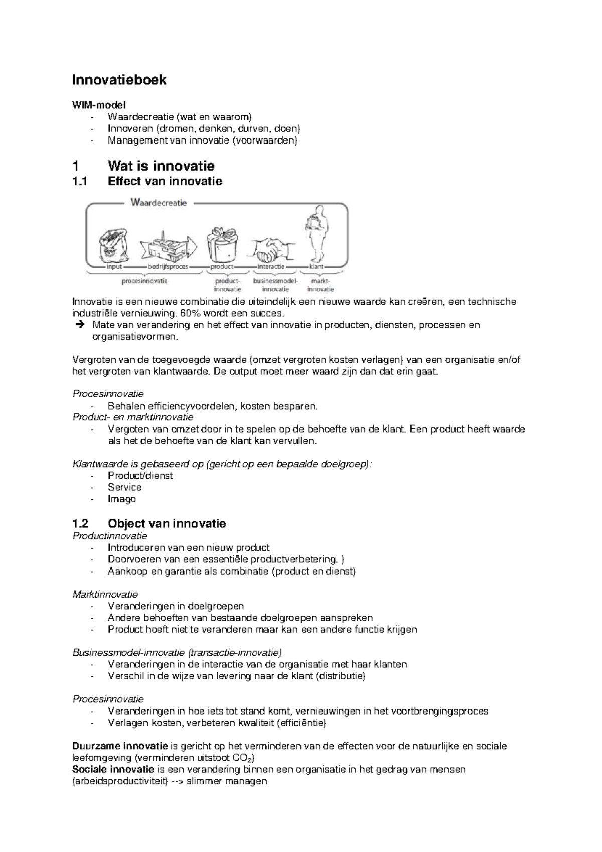 Samenvatting Bedrijfskunde: Boek "Innovatieboek", Paul Van Der Voort ...