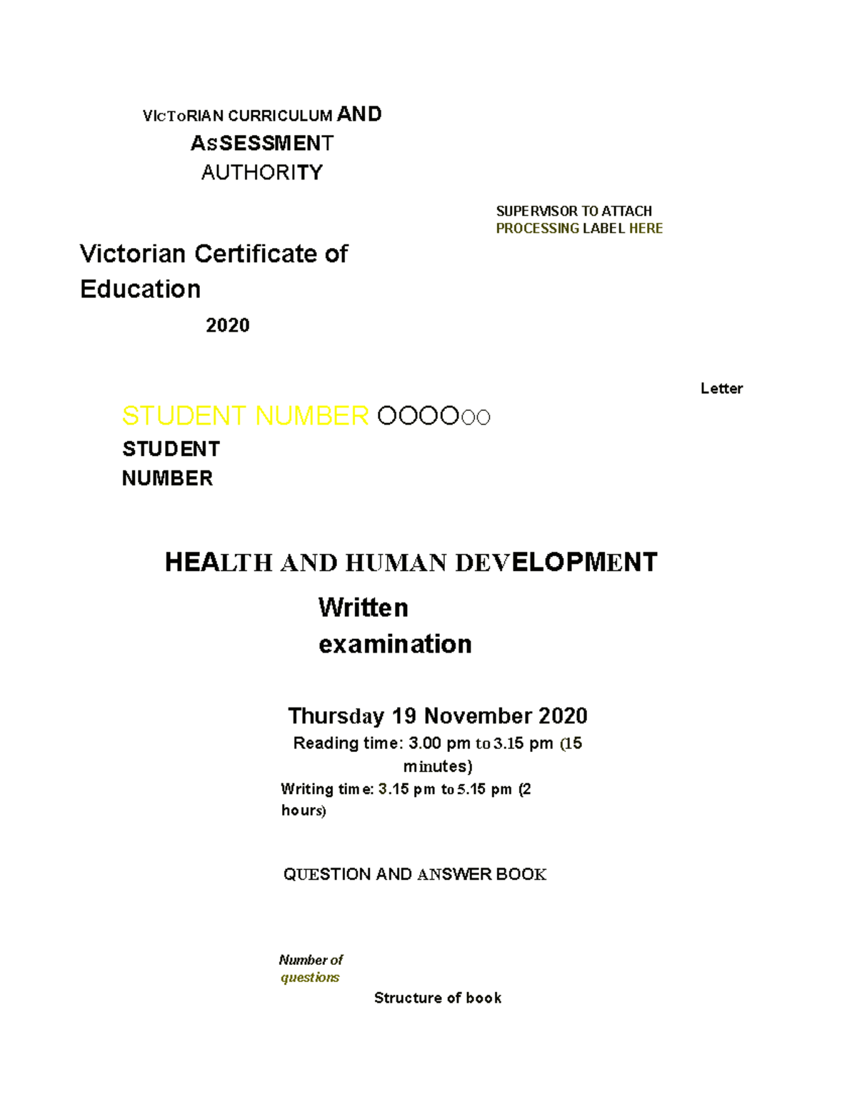 VCAA HHD Exam 2020 HHD practice exams VICTORIANCURRICULUMAND