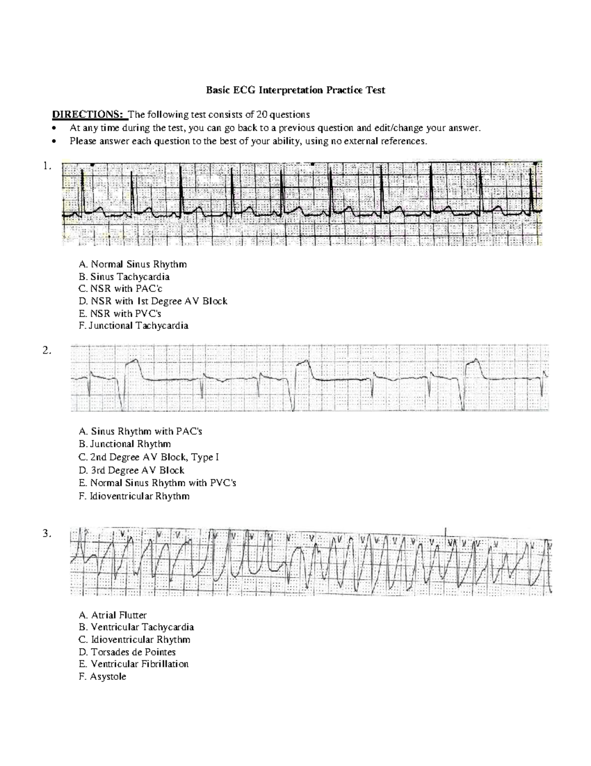 Basic ECGInterpretation Practice Testv 1 - MSN 529 - Cal State ...