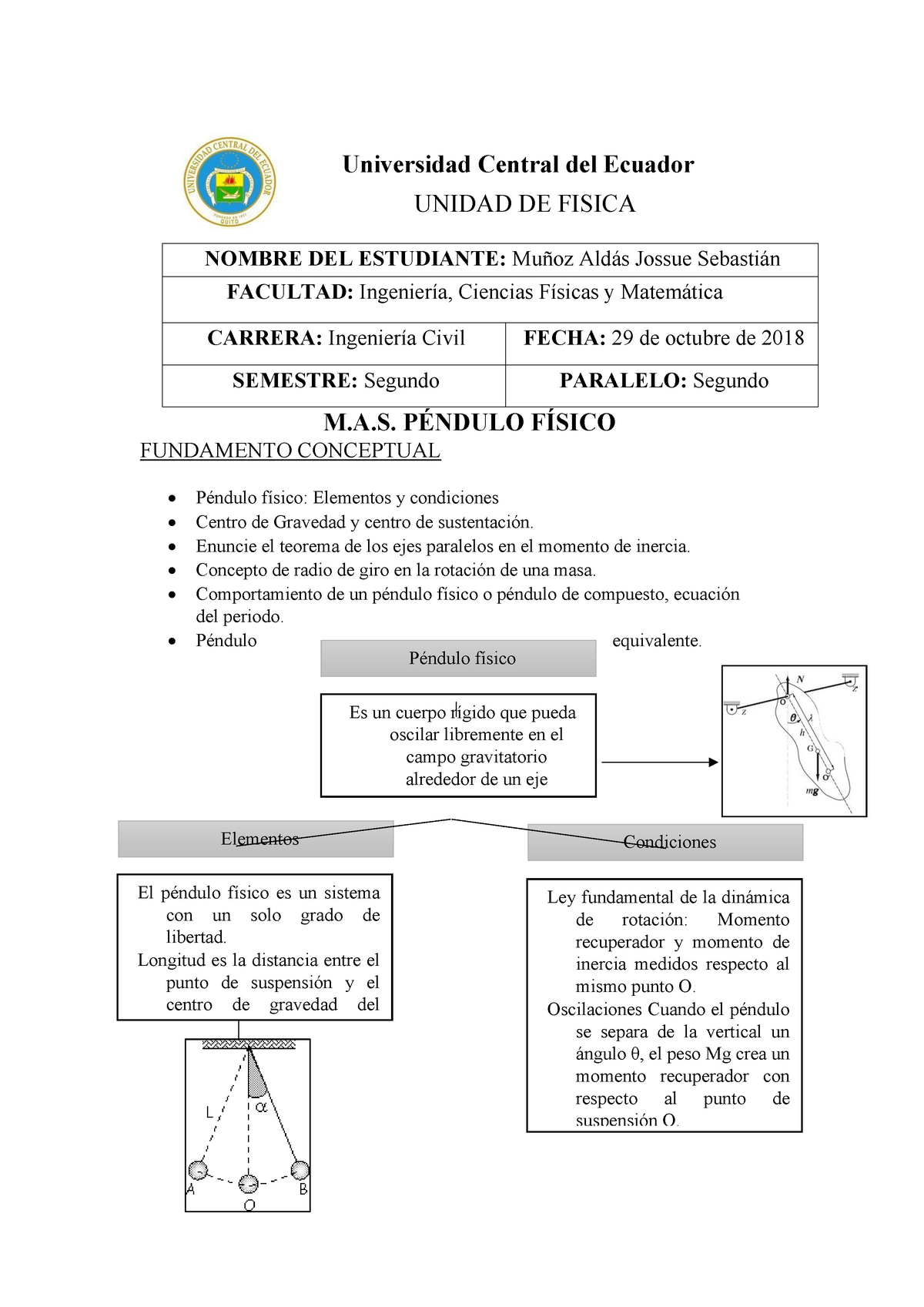 Pendulo Fisicoo Fisica Ii 2202 Uce Studocu