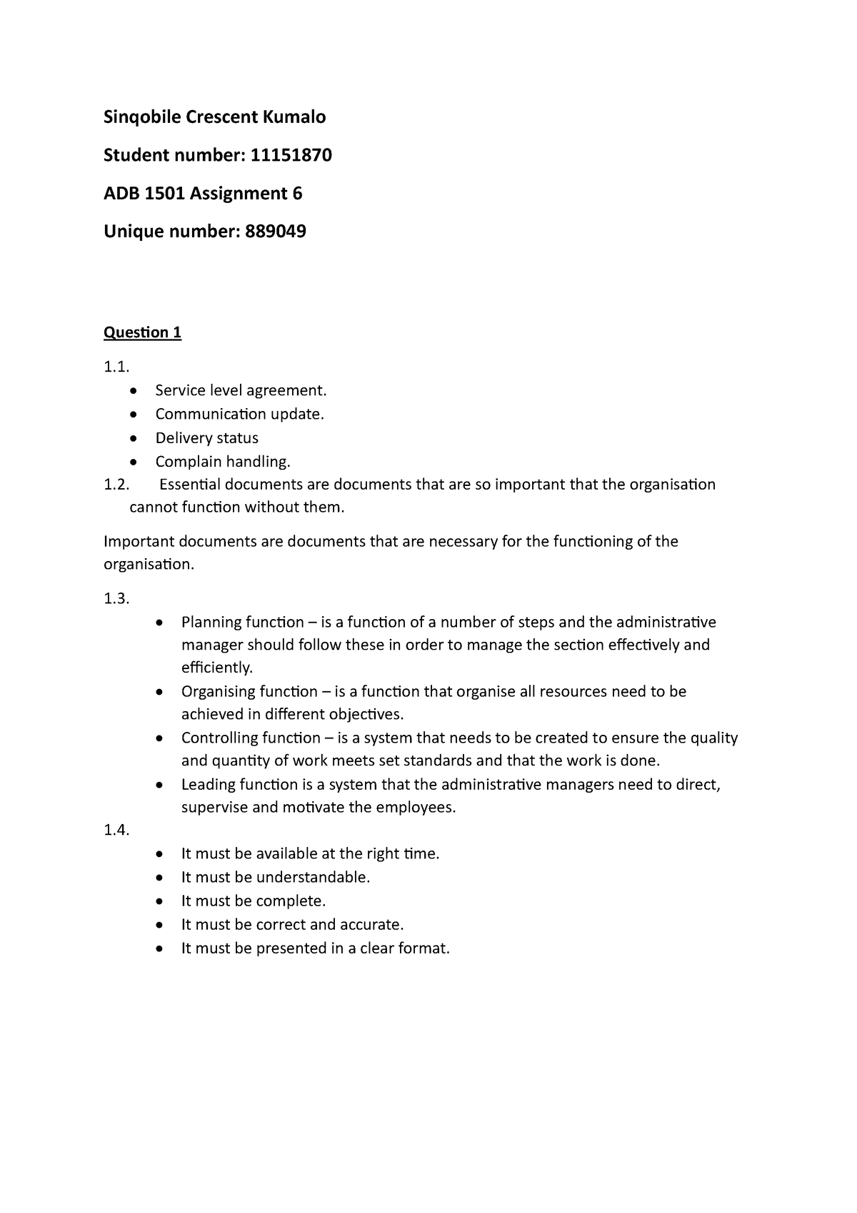 adb1501 assignment 6 answers