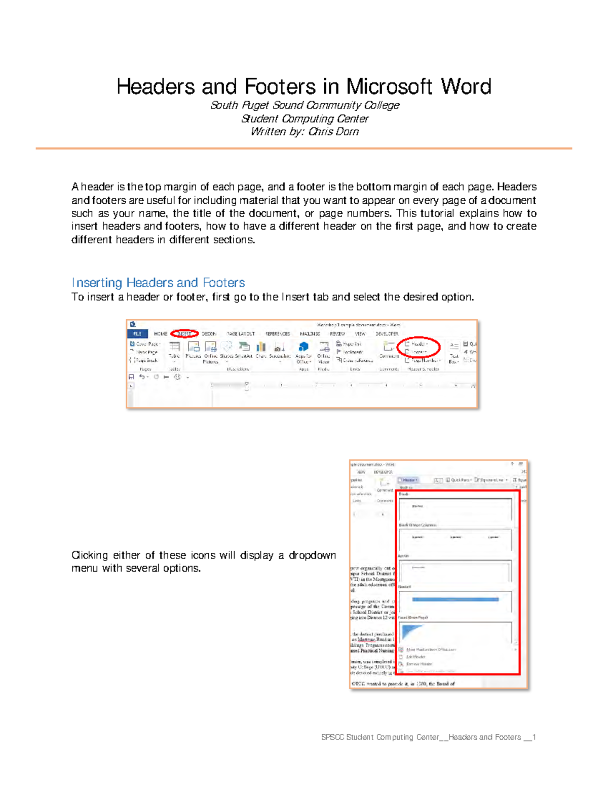 Headers And Footers In Ms Word Of Headers And Footers In Microsoft Word South Puget Sound 1974
