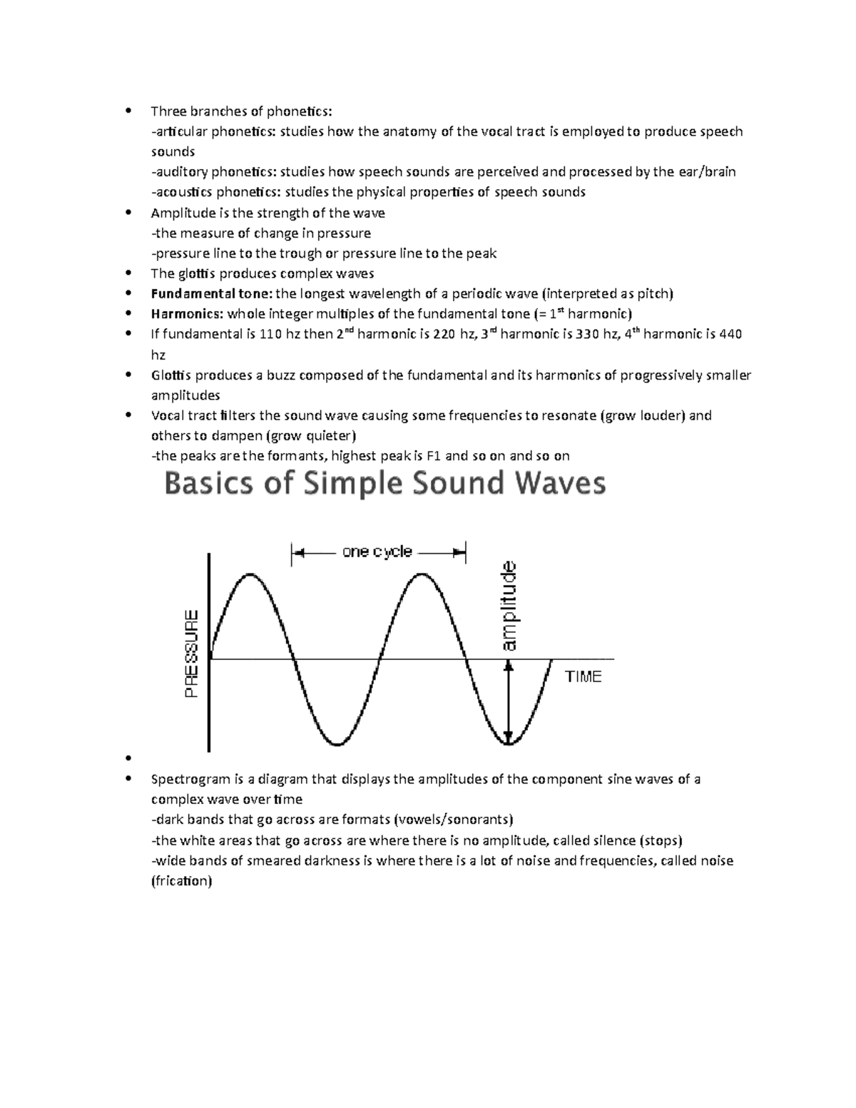 Acoustic phonetics - Professor Mark Wenthe - Three branches of ...