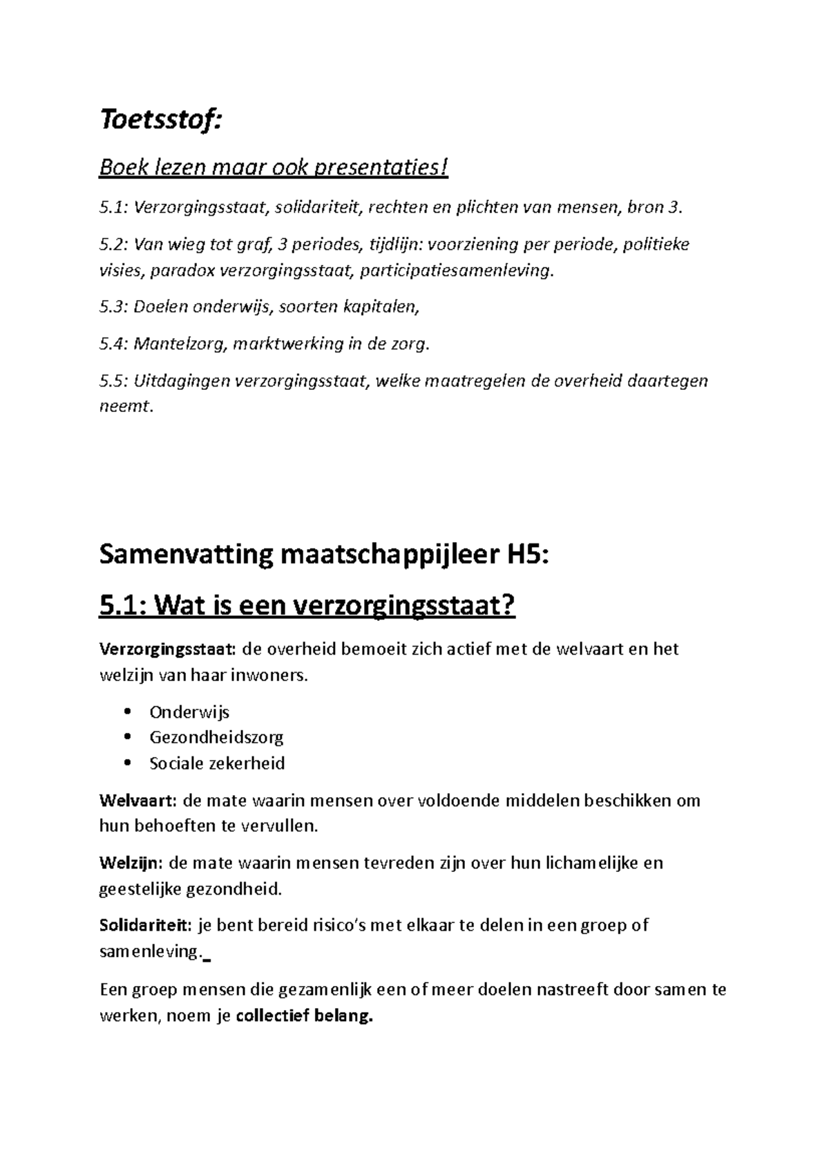 Samenvatting Maatschappijleer H5 2023 Periode 3 - Toetsstof: Boek Lezen ...