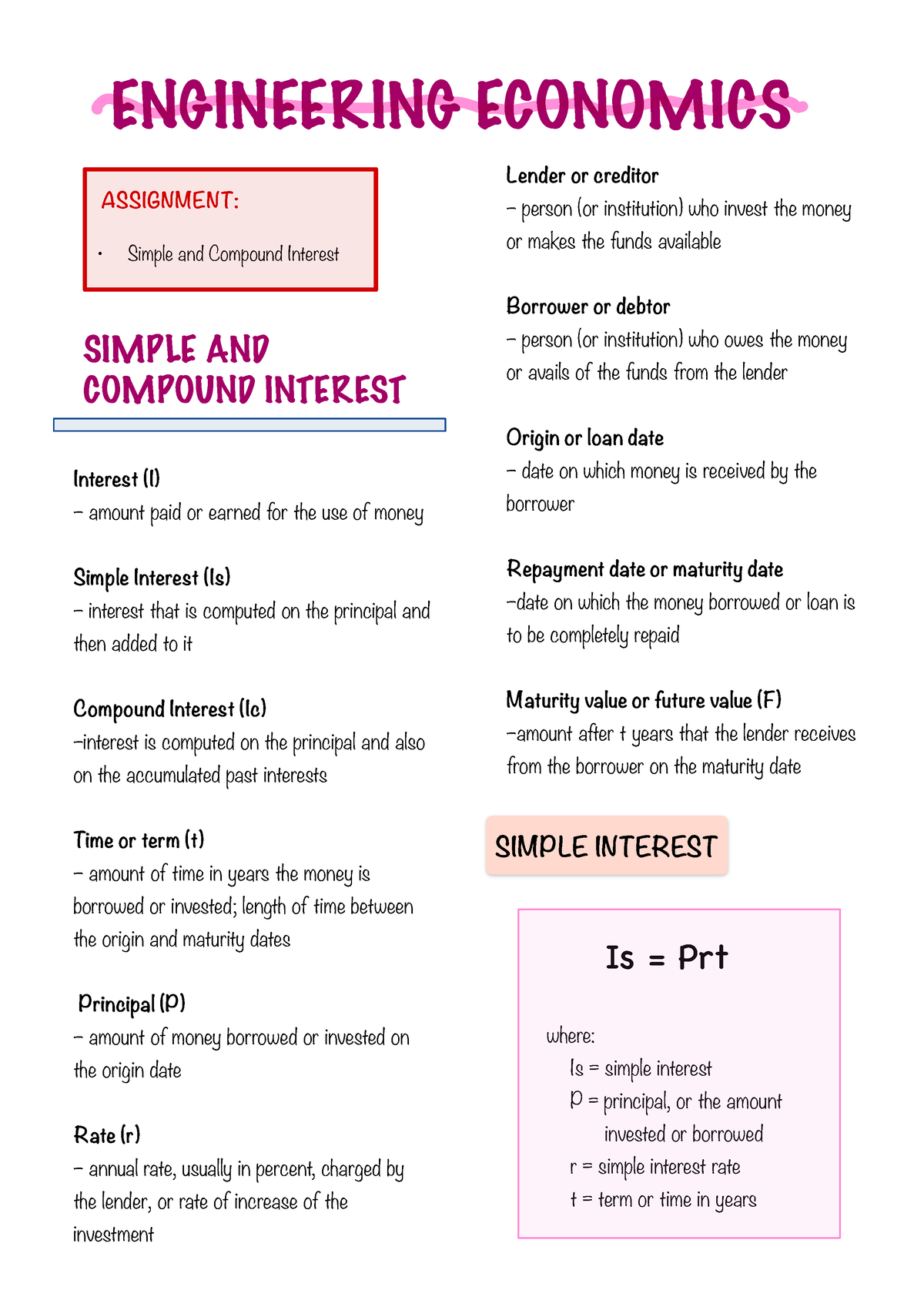 Eco - Notes in engineering economics - ENGINEERING ECONOMICS ASSIGNMENT ...