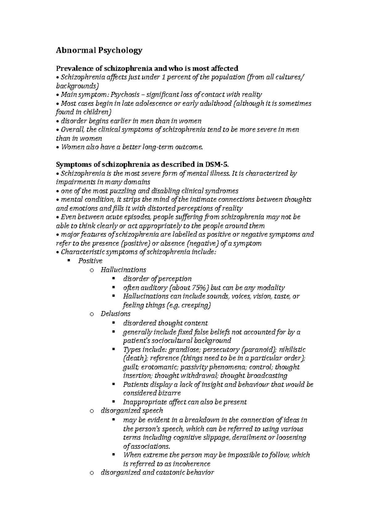 Abnormal Psychology - Week 8 - Abnormal Psychology Prevalence of ...