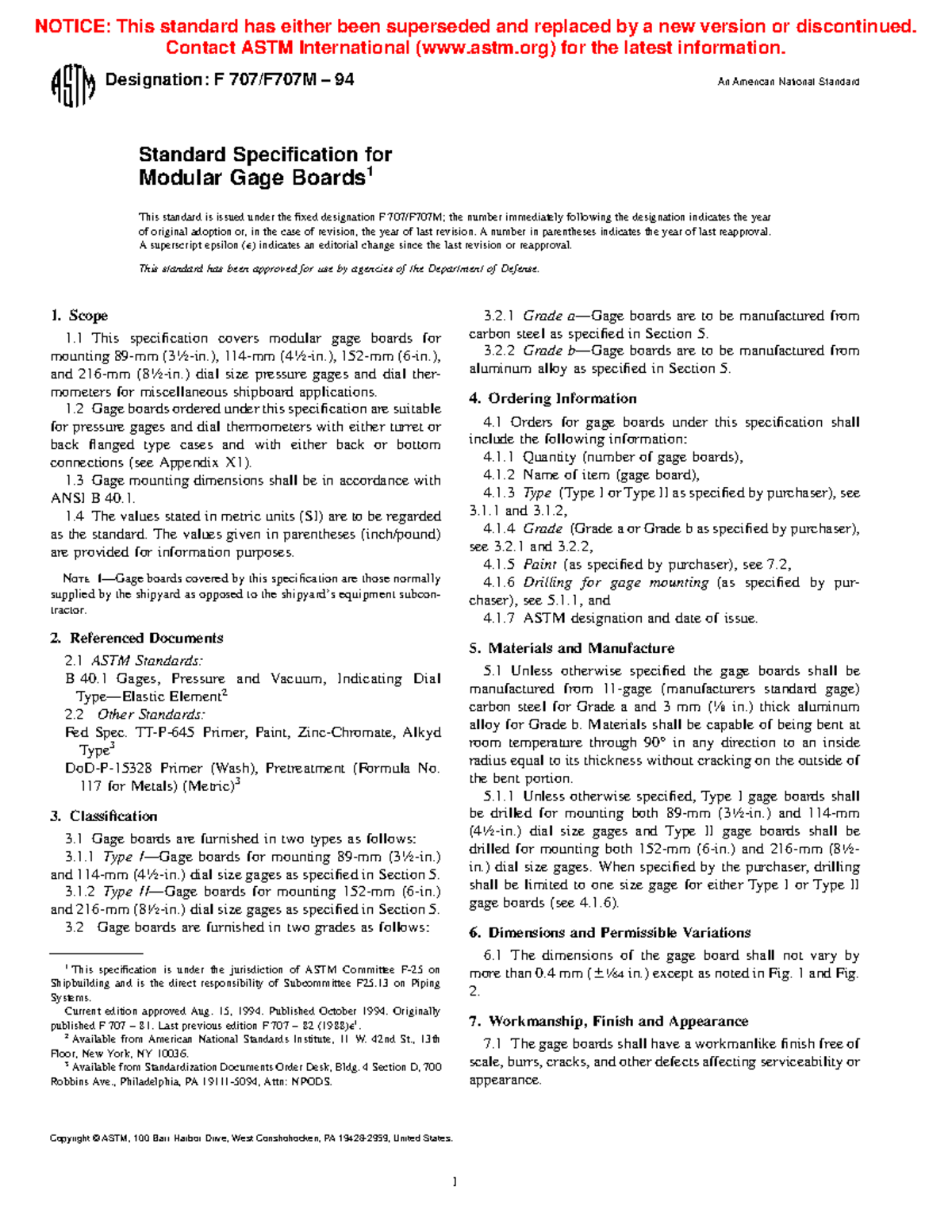 F 707 – F707M – 94 ; Rjcwny 05NA - Designation: F 707/F707M – 94 An ...