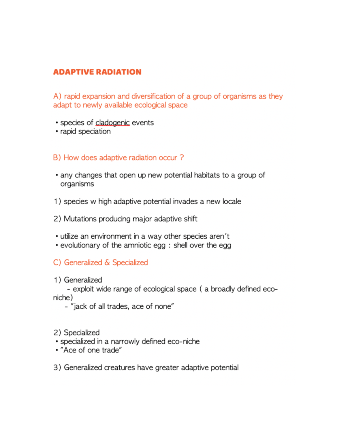 Adaptive radiation pdf - SOCIO 2 - Studocu