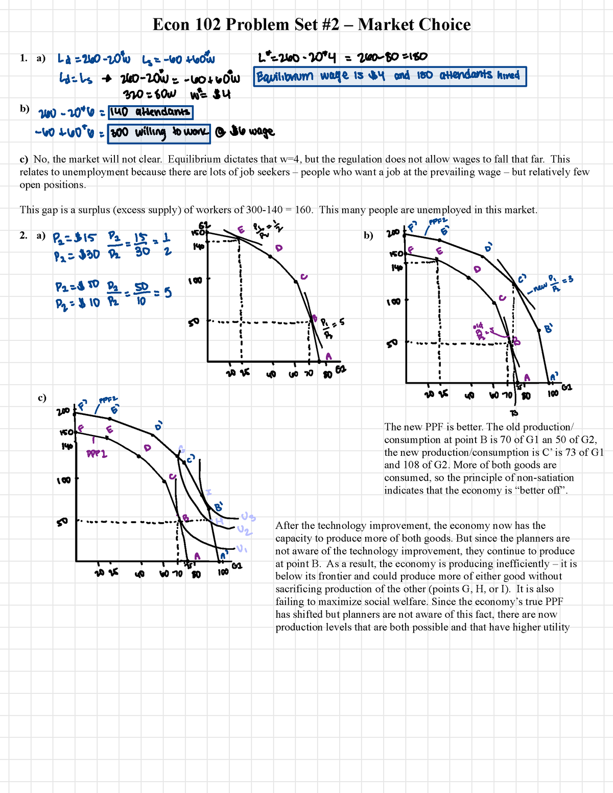 PSET #2 - Pset - Econ 102 Problem Set #2 – Market Choice A) B) C) No ...