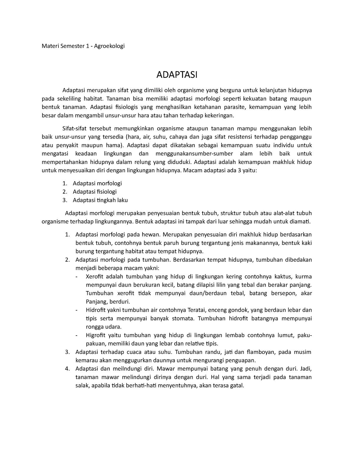 Materi Semester 1 - Tanaman Bisa Memiliki Adaptasi Morfologi Seperti ...