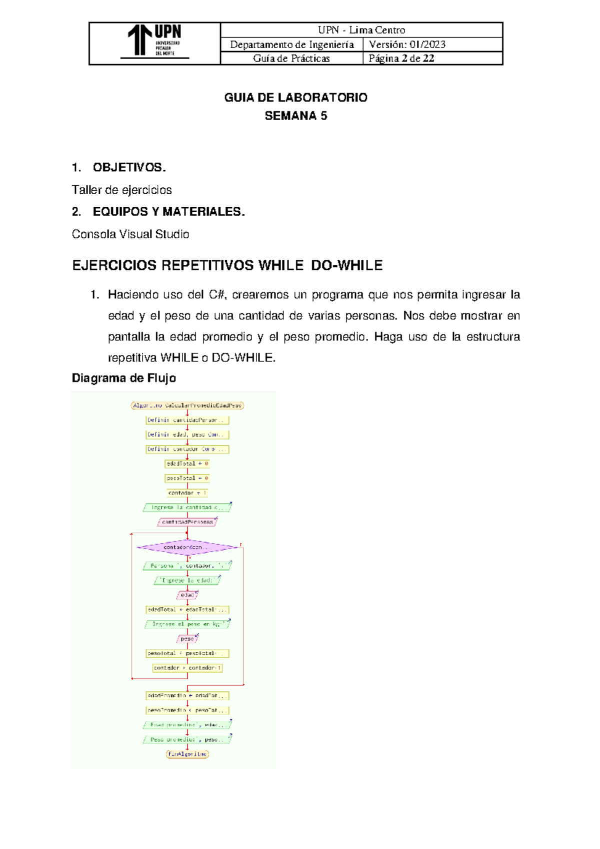 Fundamento DE Algoritmo LAB5-UPN - Departamento de Ingeniería Versión ...