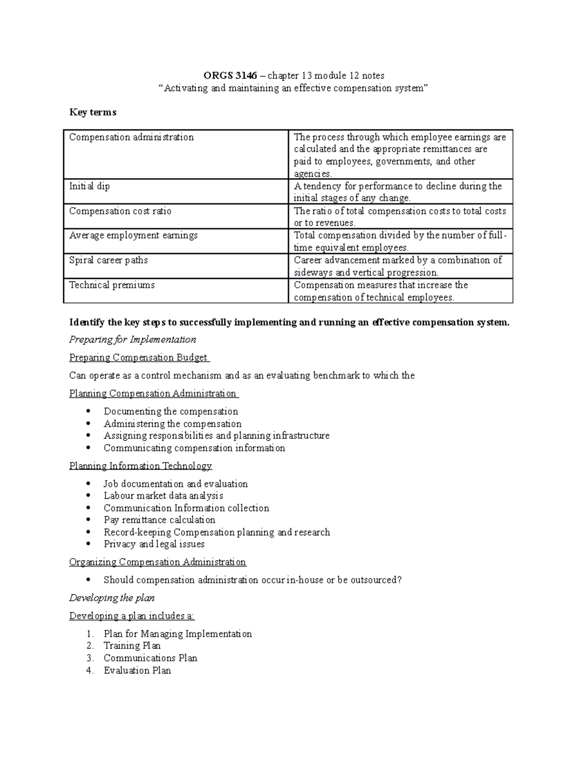 ORGS 3146 – chapter 13 module 12 notes - ORGS 3146 – chapter 13 module ...