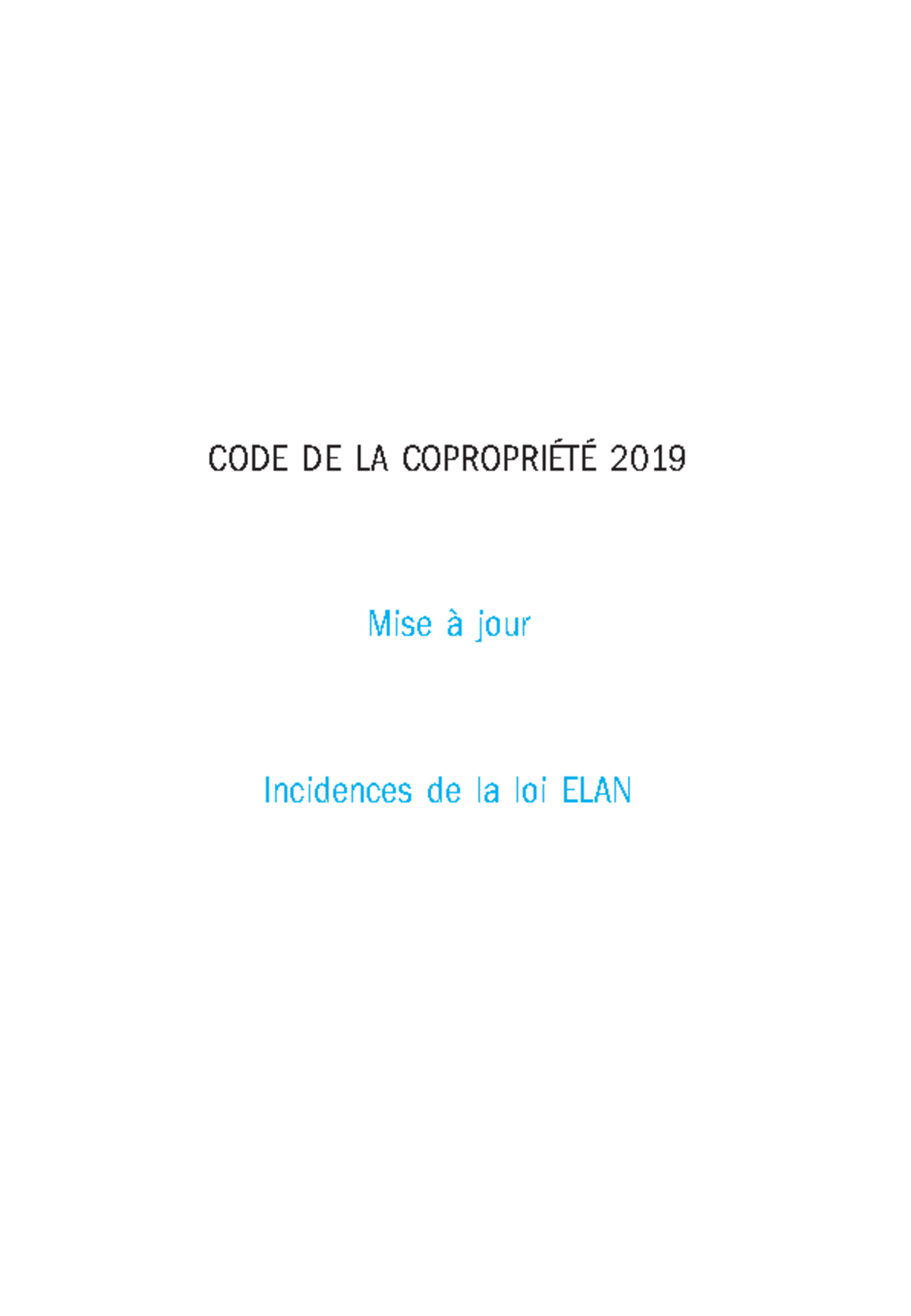 Cours Copropriété Mise à Jour 2019/2020 - CODE DE LA COPROPRIÉTÉ 2019 ...