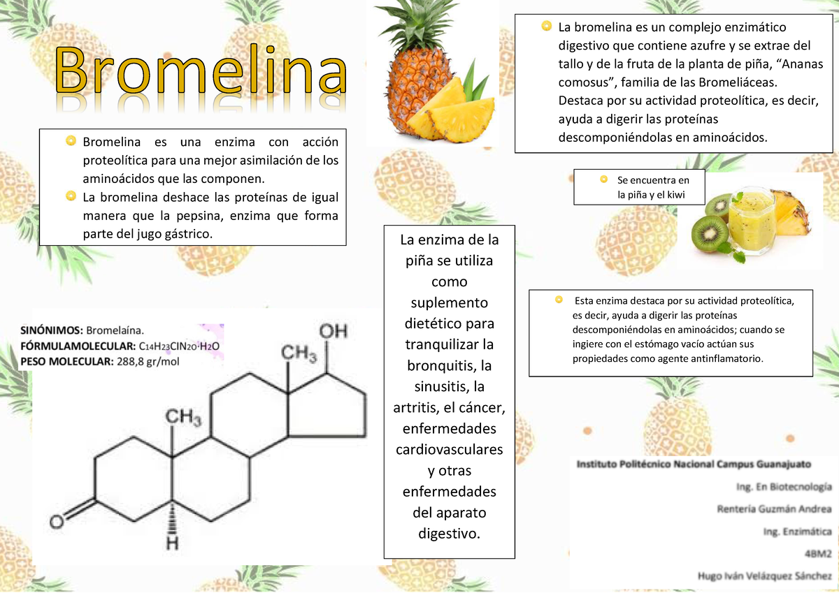 Tarea 5 Del Periodo 2 - Bromelina Es Una Enzima Con Acción Proteolítica ...