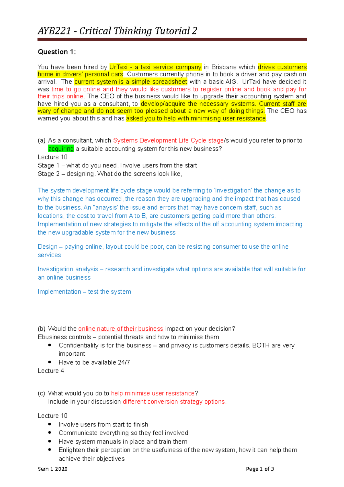 Critical Thinking 2 - tut 10 - AYB221 - Critical Thinking Tutorial 2 ...