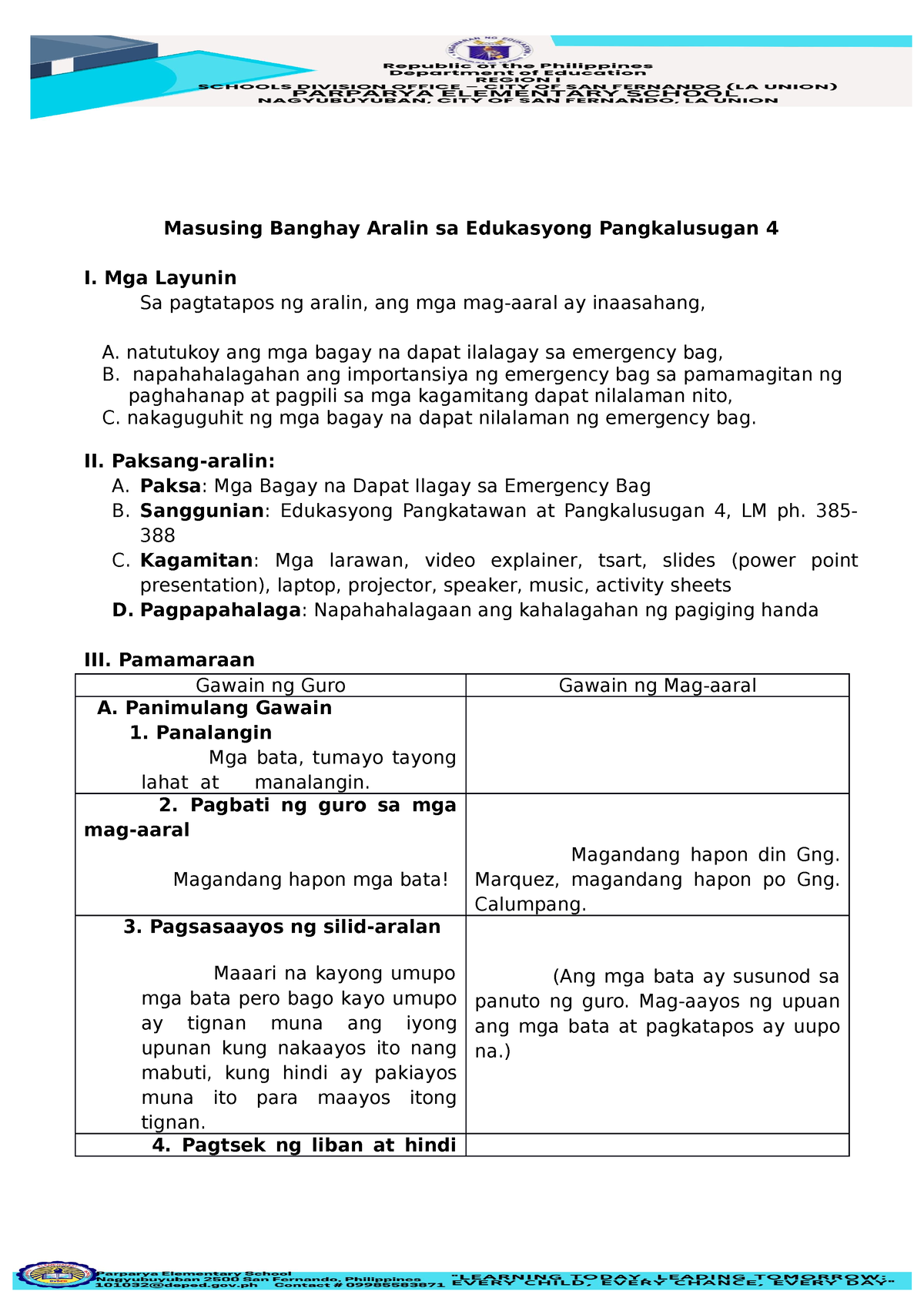 Lp Health 4 - Masusing Banghay Aralin Sa Edukasyong Pangkalusugan 4 I ...