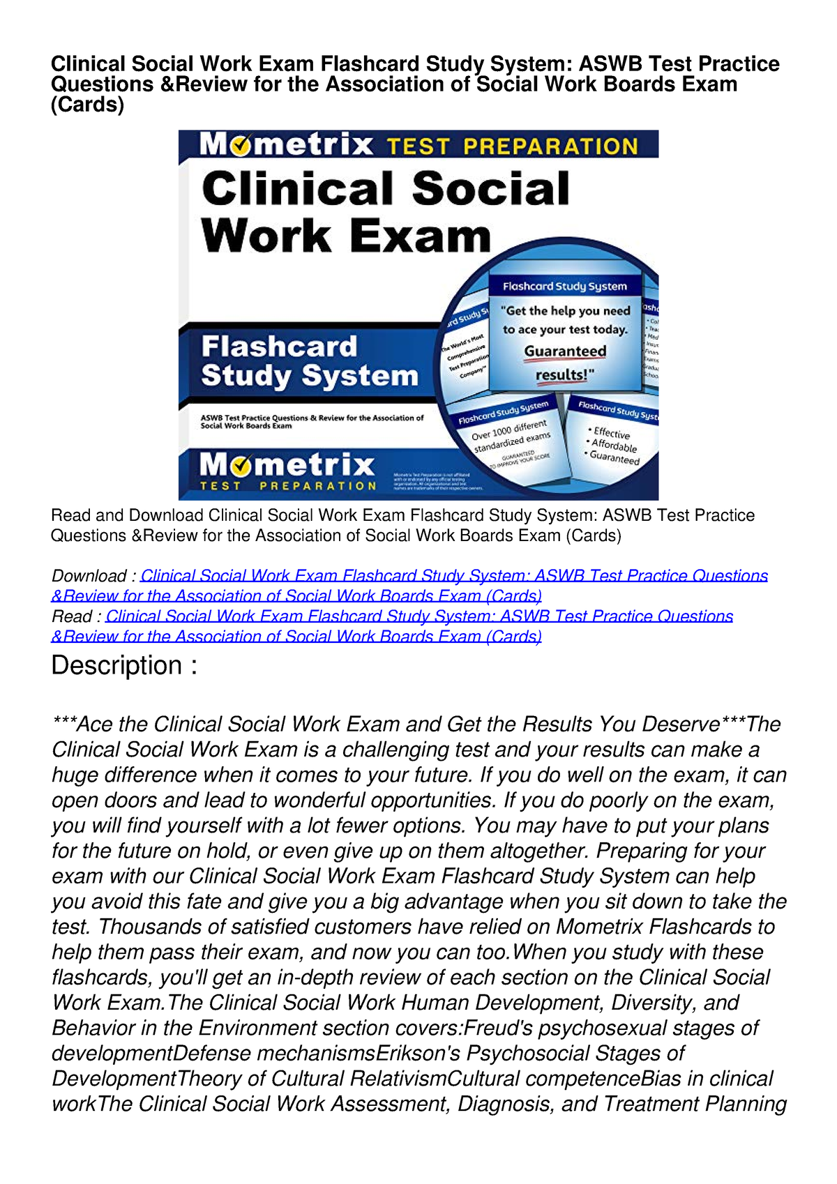 [PDF READ ONLINE] Clinical Social Work Exam Flashcard Study System ...