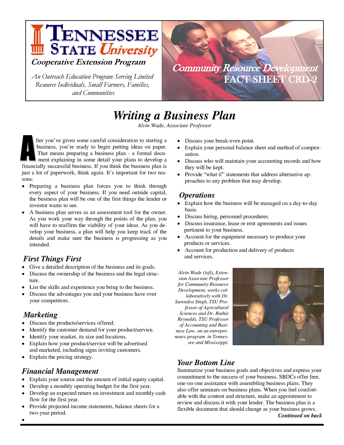 the format of writing a business plan