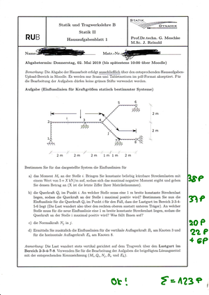 Hausarbeit 3 - RUB Statik Und Tragwerkslehre B Statik II ...