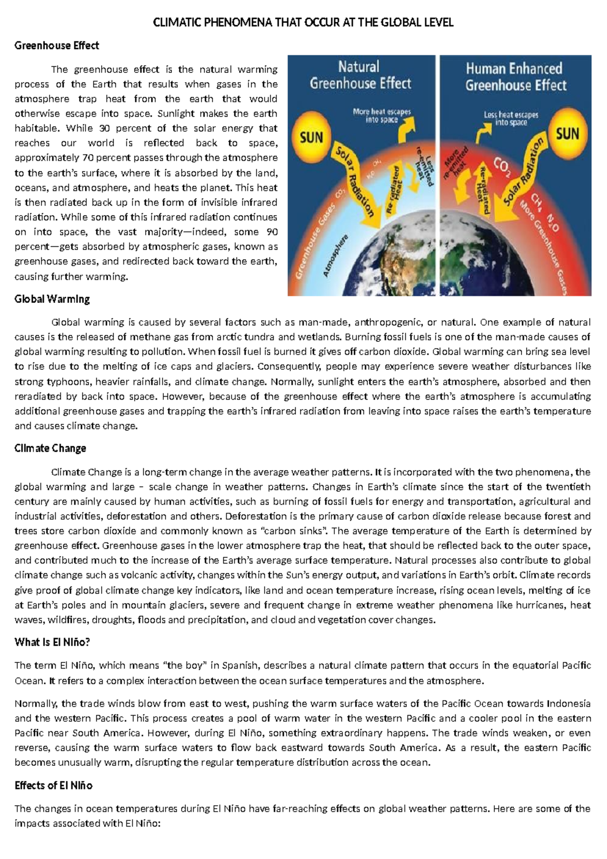 Climatic Phenomena THAT Occur AT THE Global Level - CLIMATIC PHENOMENA ...