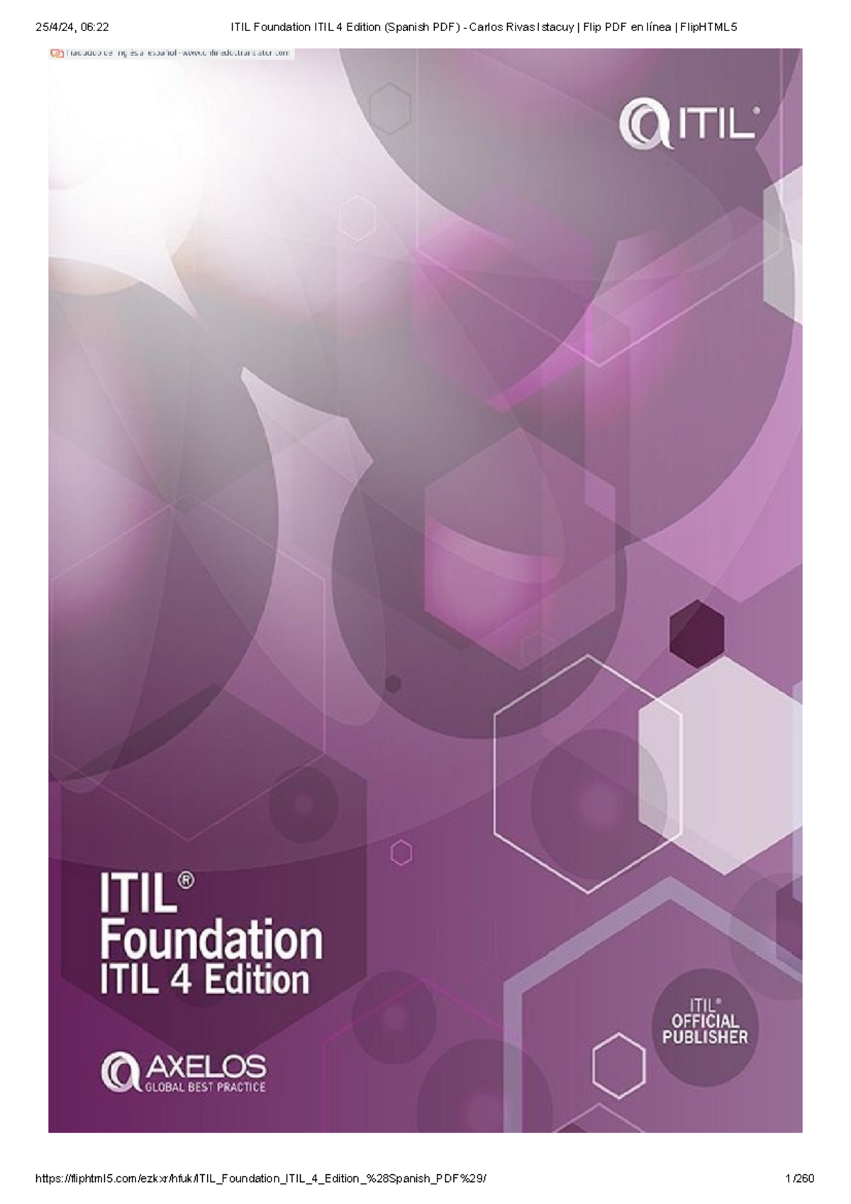 ITIL Foundation ITIL 4 Edition (Spanish PDF) - Carlos Rivas Istacuy ...
