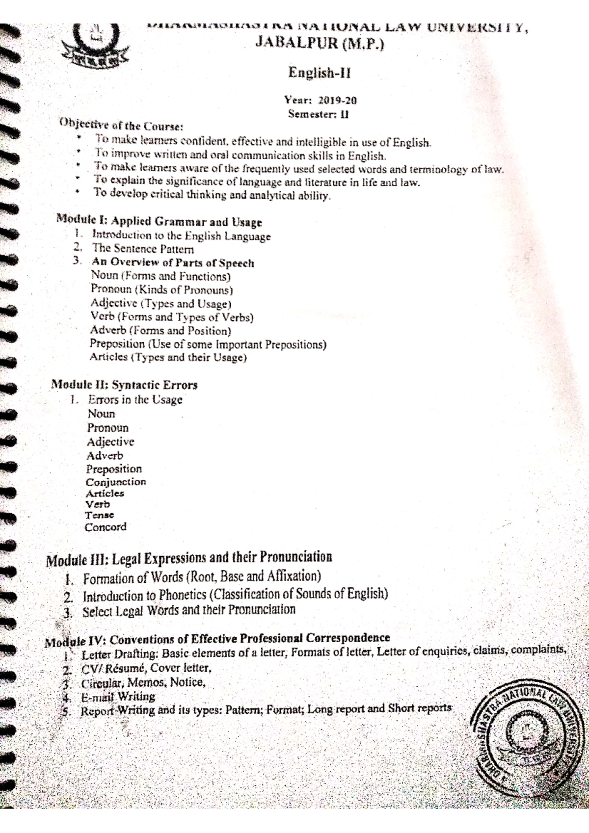 English Syllabus - Bachelor In Arts - Studocu