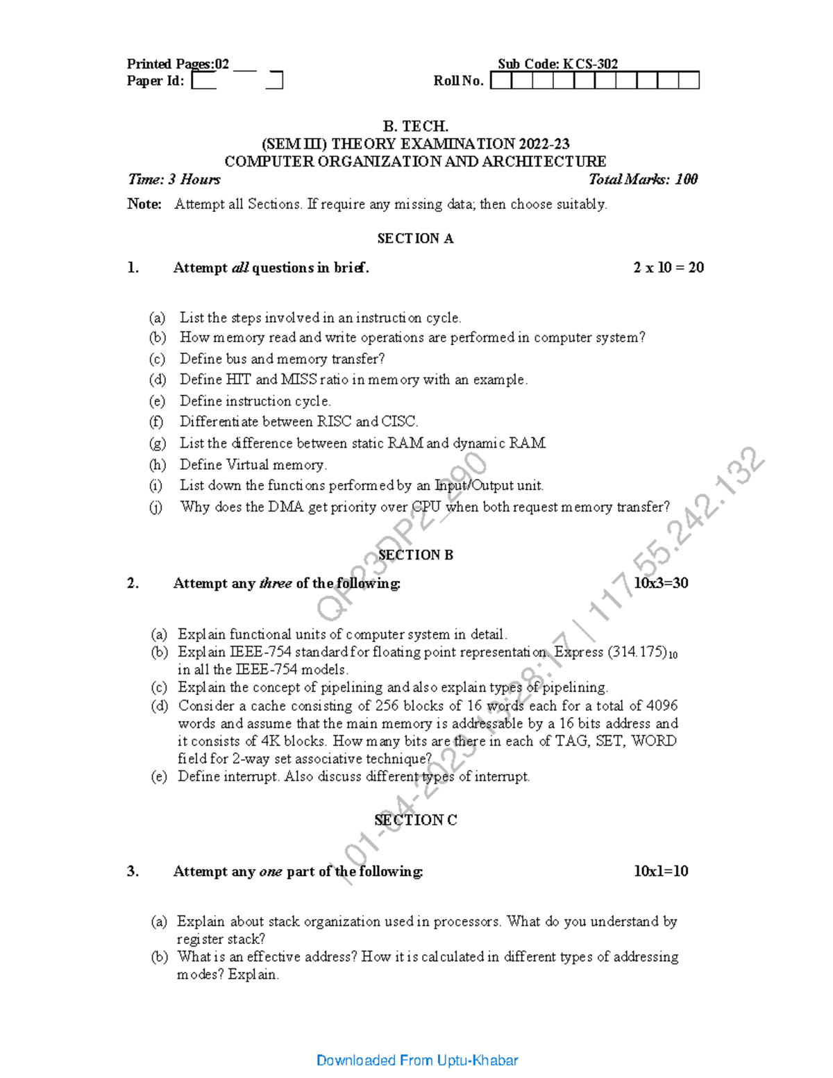 Computer- Organization-AND- Architecture-KCS-302 1 - QP23DP2_ | 01-04 ...