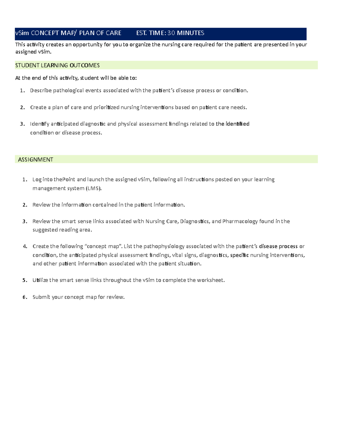 Make Up Julia Morales VSim Concept Map Instructions and Worksheet ...