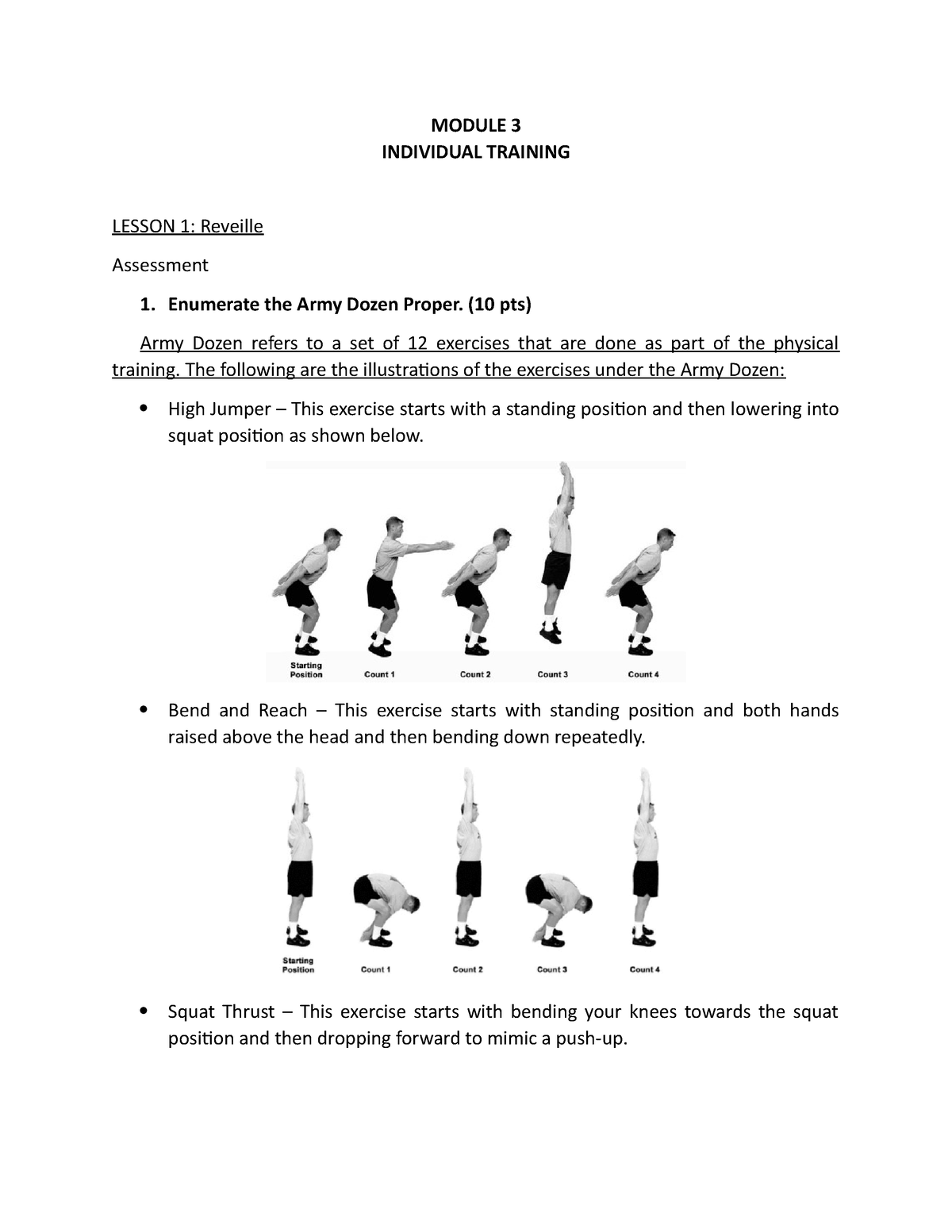 Individual training - MODULE 3 INDIVIDUAL TRAINING LESSON 1: Reveille ...